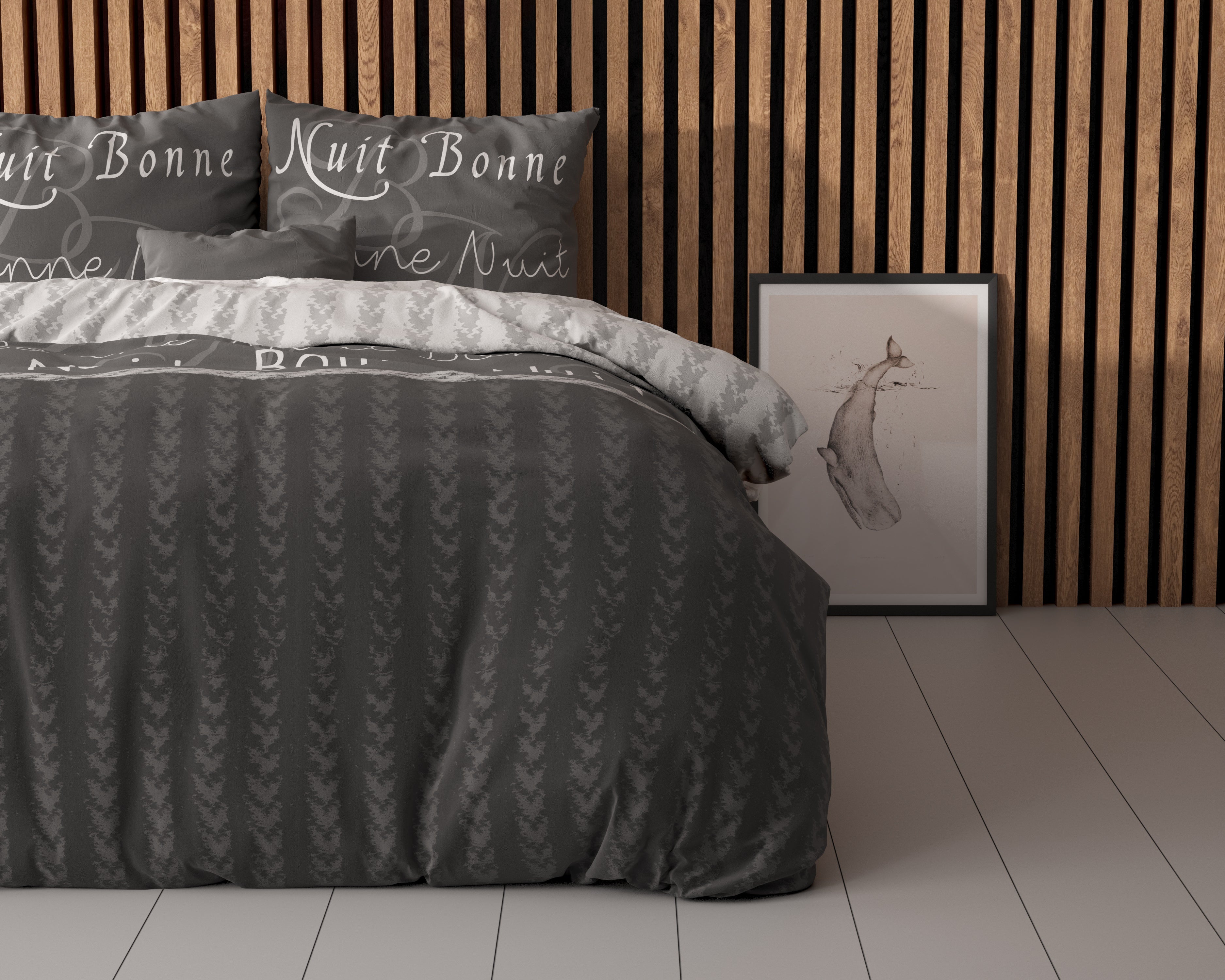 Bonne Nuit 4 Dekbedovertrek Antraciet - Katoen geweven - Strijkvrij - Leuke prints