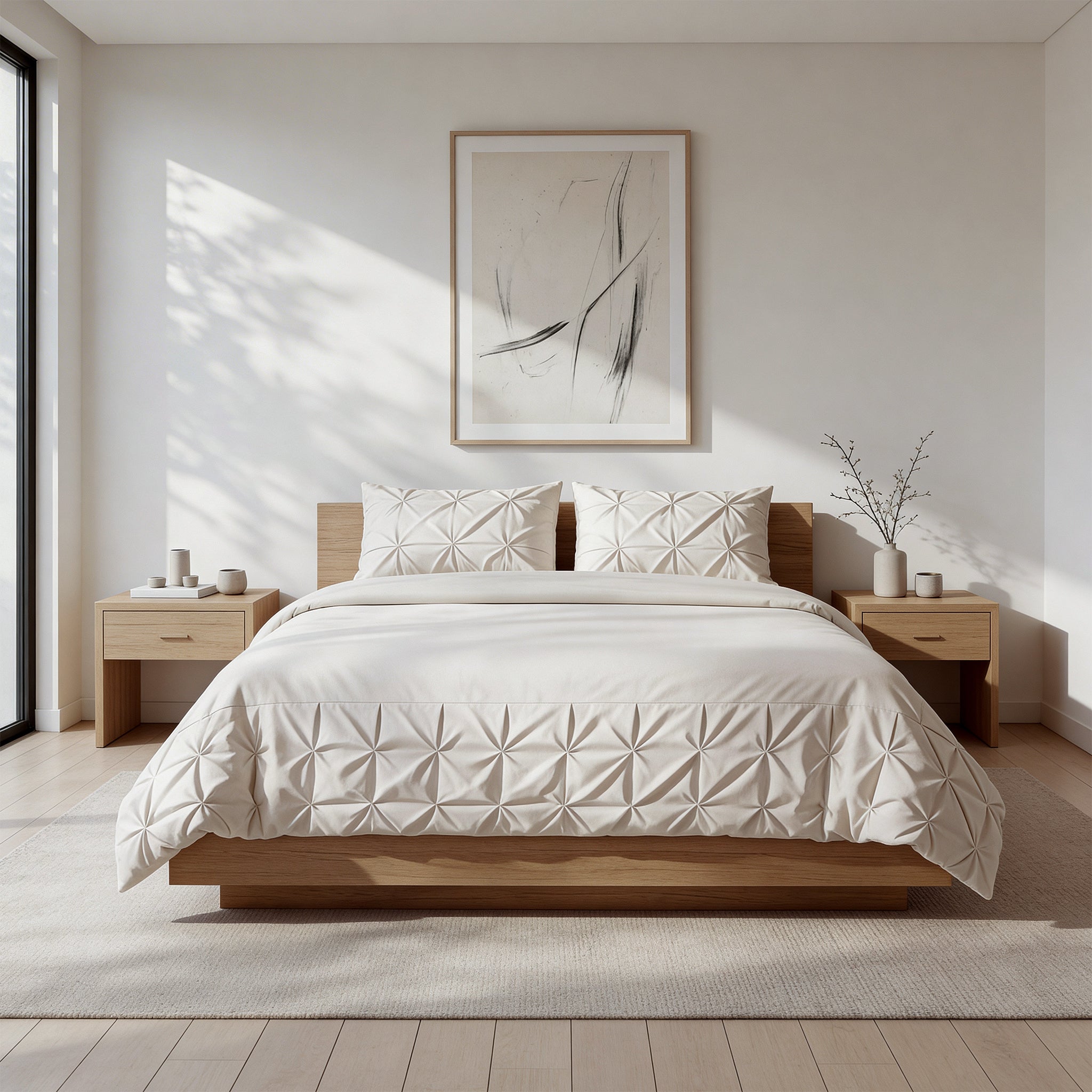 Sleeptime Border Pintuck Dekbedovertrek - Beige - Velvet