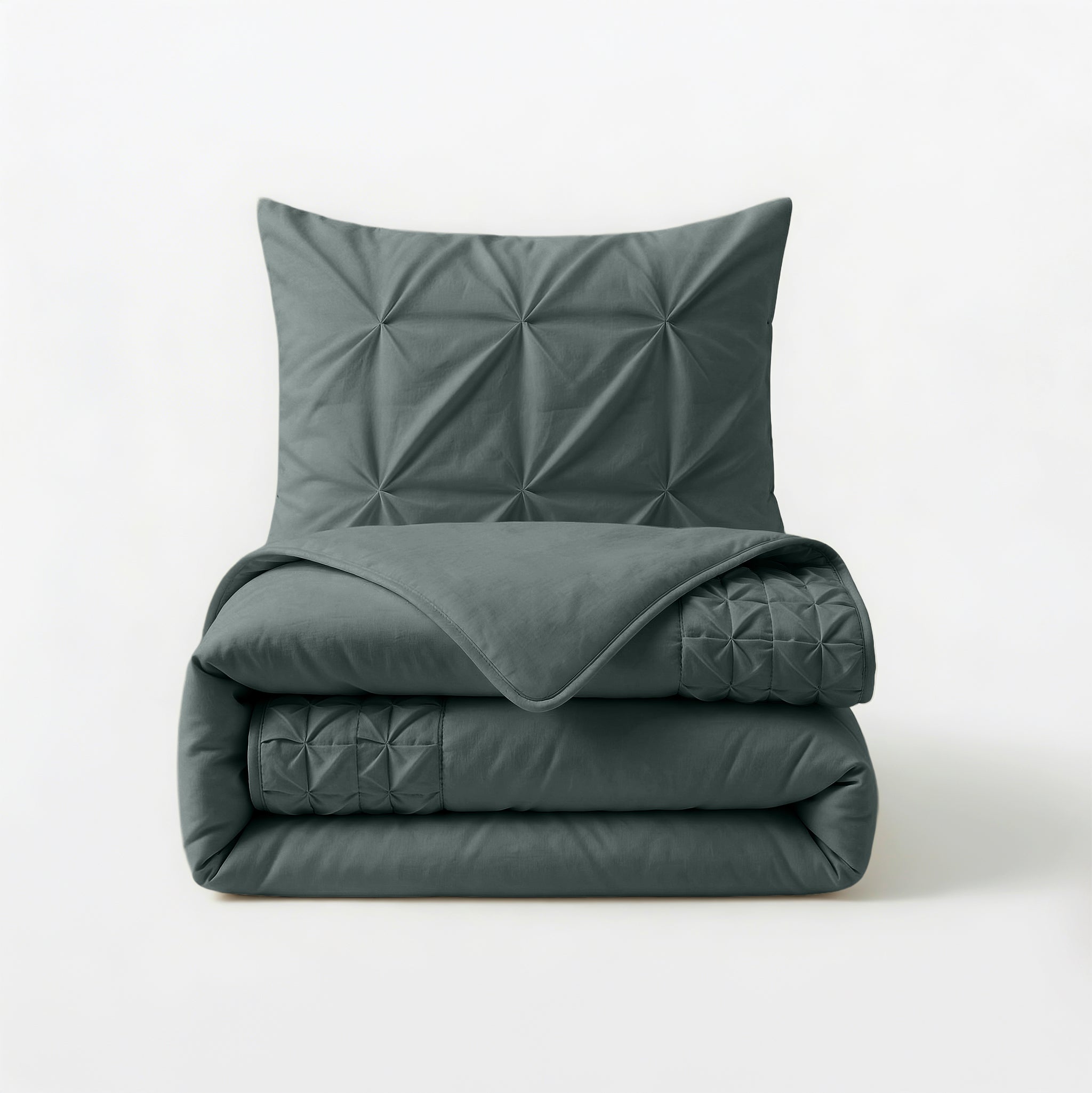 Sleeptime Border Pintuck Dekbedovertrek - Groen - Velvet