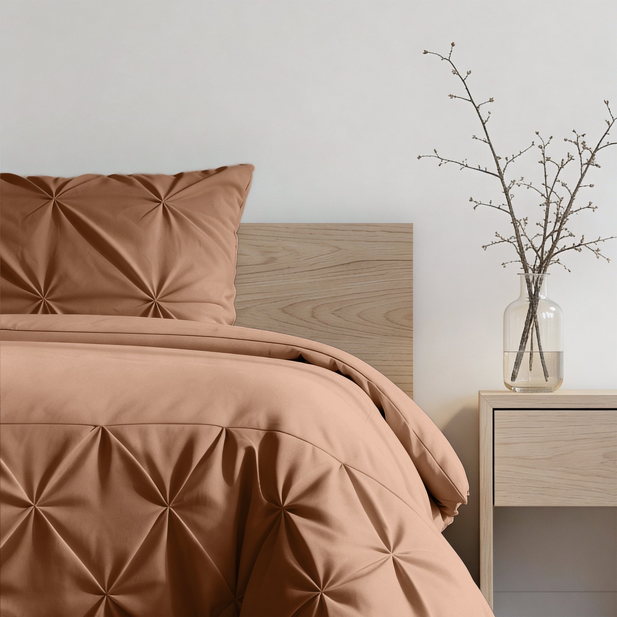 Sleeptime Border Pintuck Dekbedovertrek - Mocha Moose - Velvet