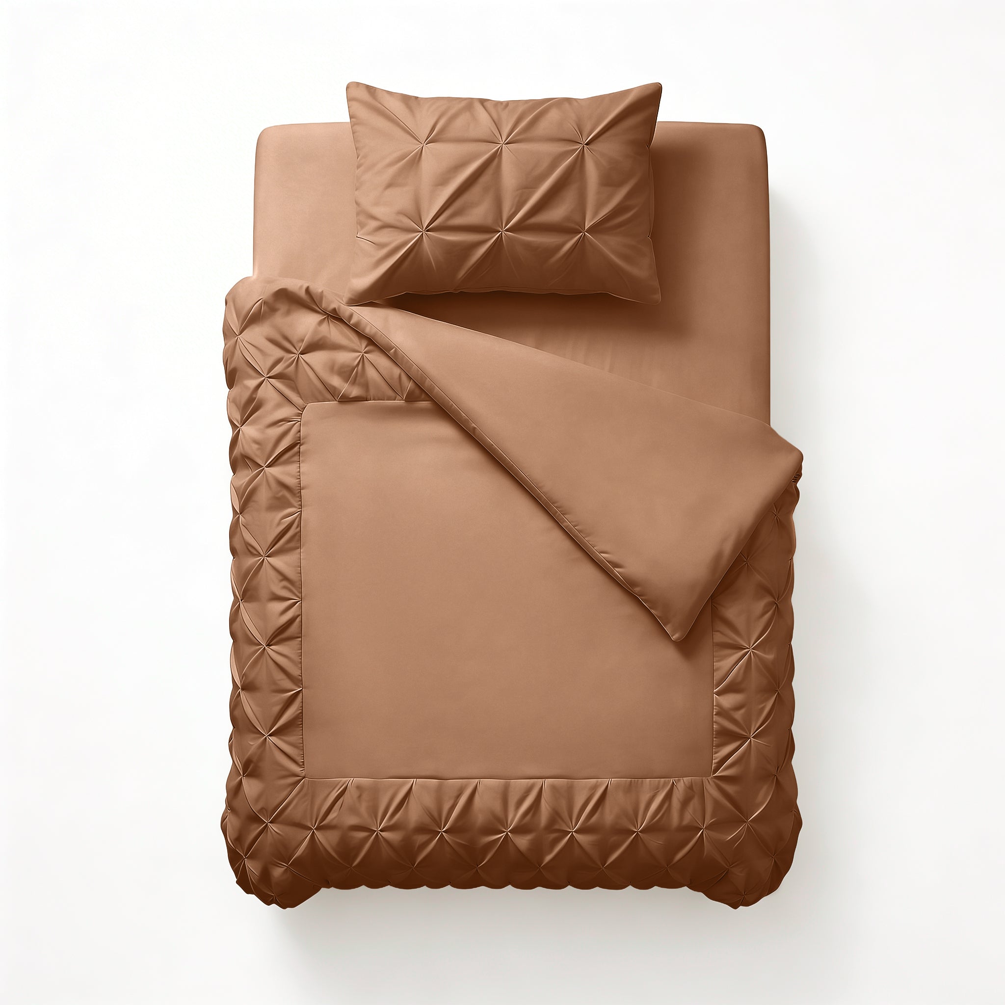 Sleeptime Border Pintuck Dekbedovertrek - Mocha Moose - Velvet