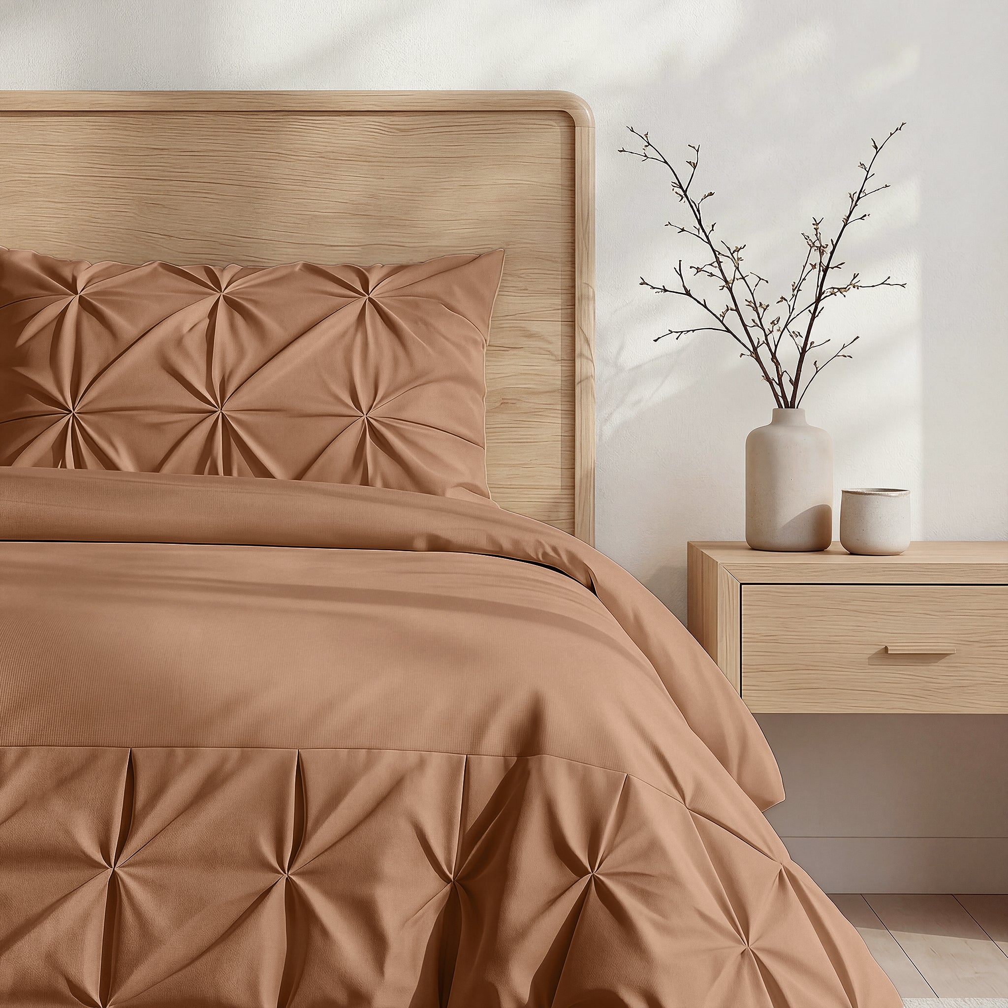 Sleeptime Border Pintuck Dekbedovertrek - Mocha Moose - Velvet