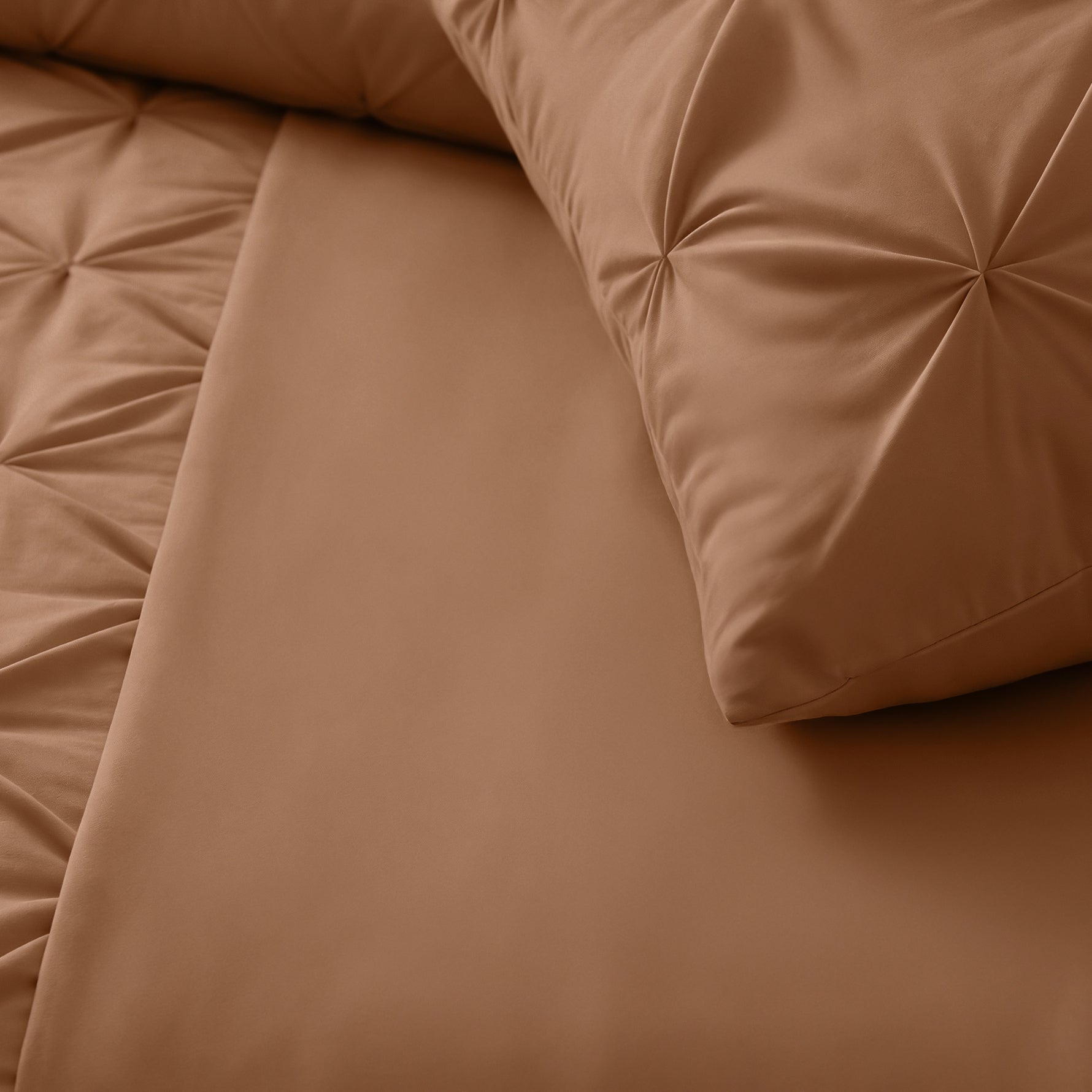 Sleeptime Border Pintuck Dekbedovertrek - Mocha Moose - Velvet