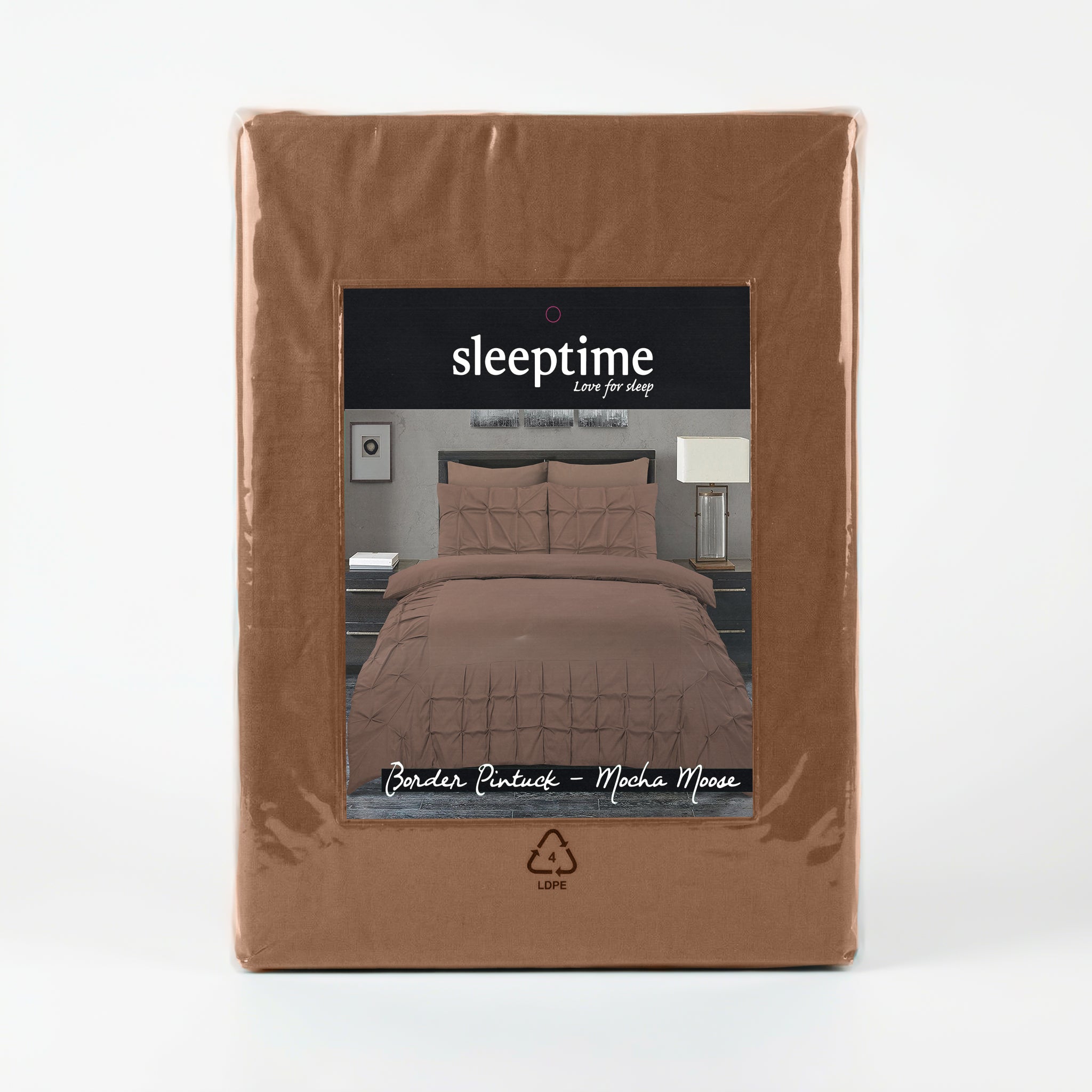Sleeptime Border Pintuck Dekbedovertrek - Mocha Moose - Velvet
