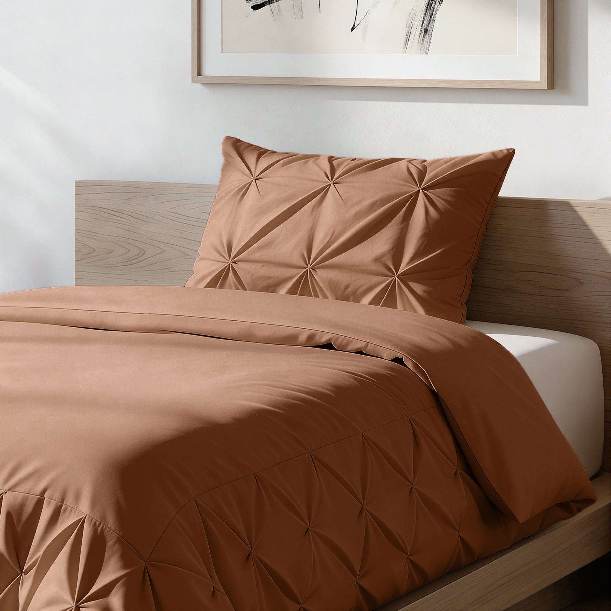 Sleeptime Border Pintuck Dekbedovertrek - Mocha Moose - Velvet