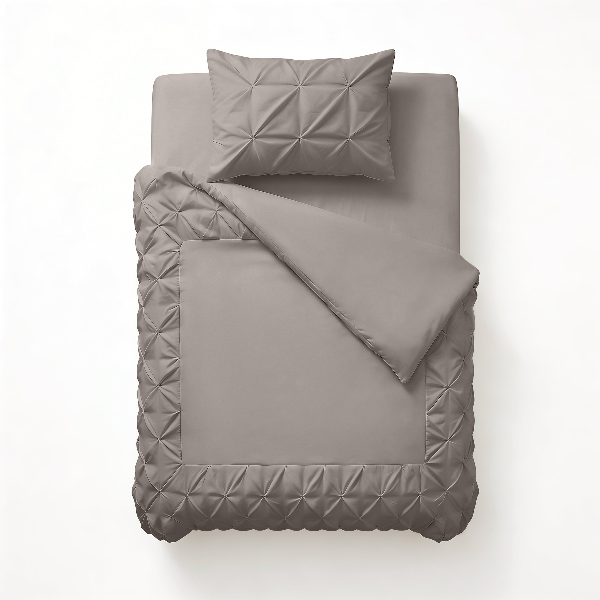 Sleeptime Border Pintuck Dekbedovertrek - Taupe/Grijs - Velvet
