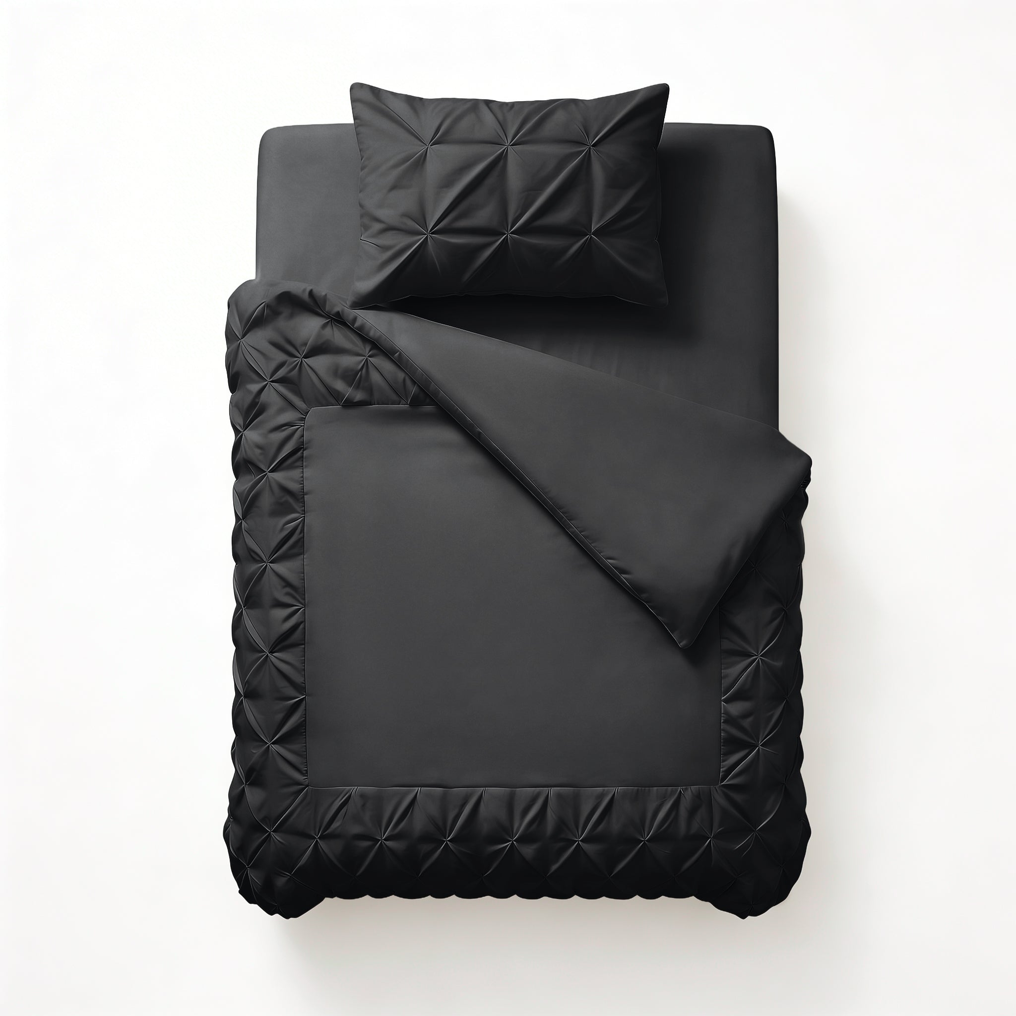 Sleeptime Border Pintuck Dekbedovertrek - Zwart - Velvet