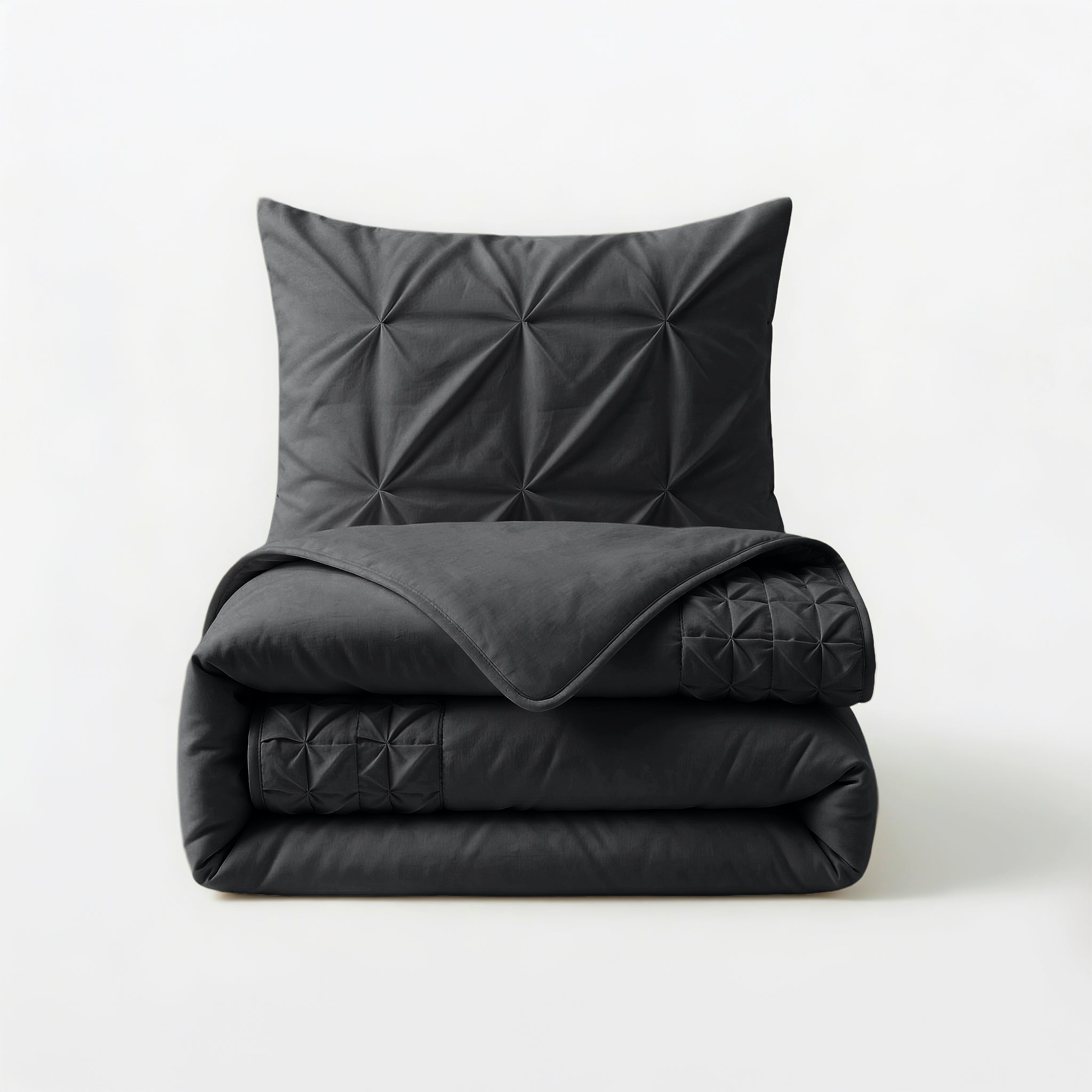 Sleeptime Border Pintuck Dekbedovertrek - Zwart - Velvet