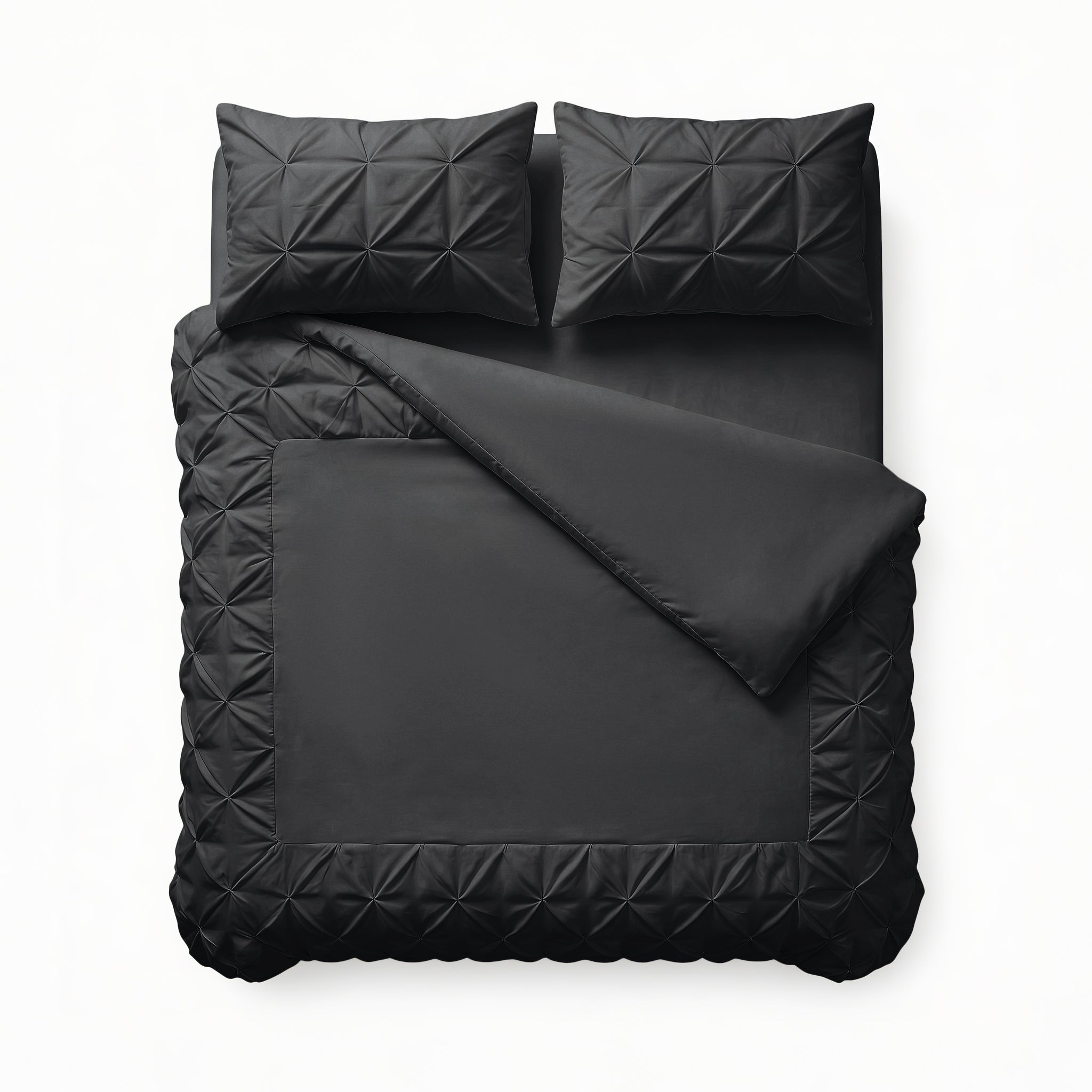 Sleeptime Border Pintuck Dekbedovertrek - Zwart - Velvet