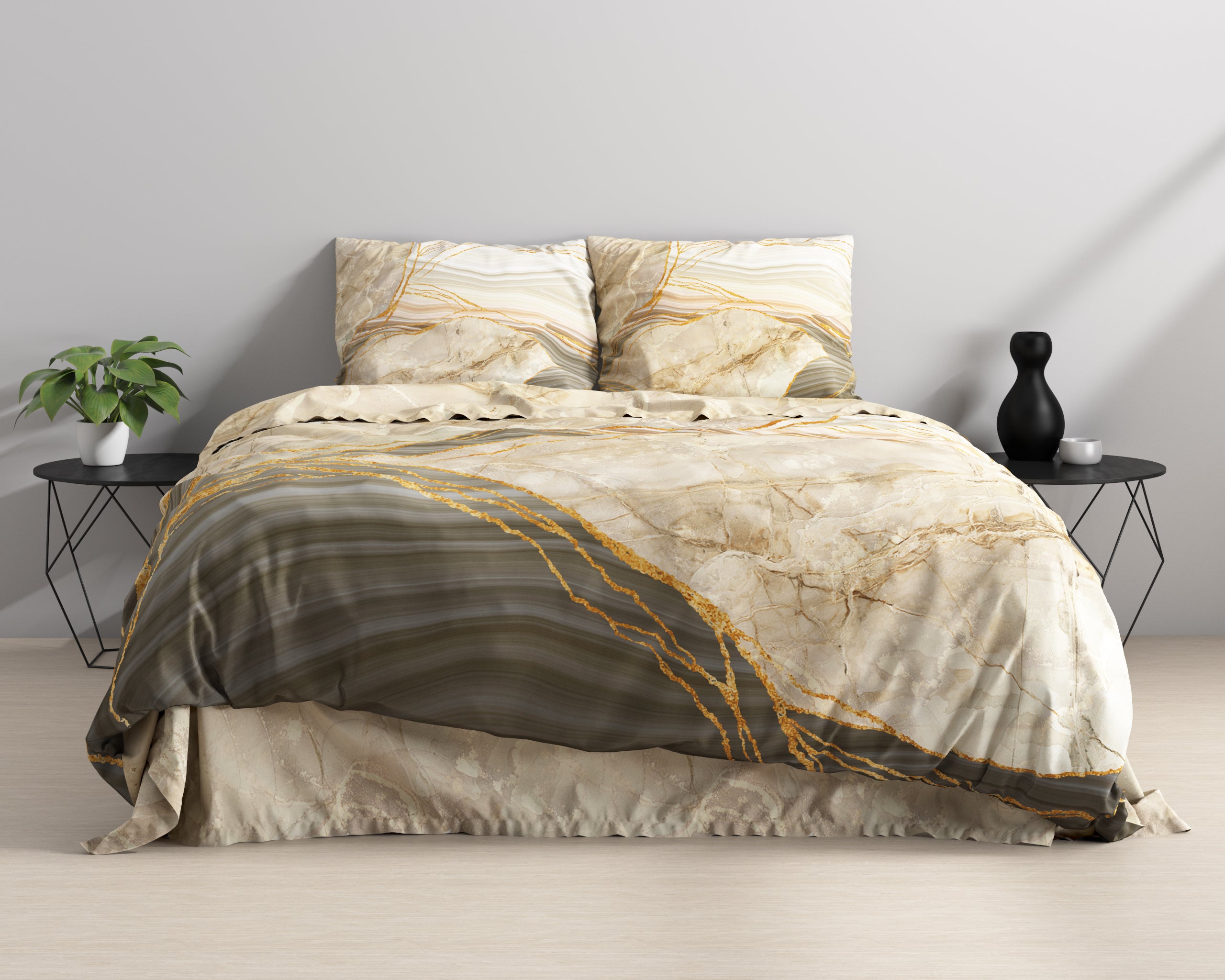 Botticino Taupe Duvet Cover - Super soft woven - Luxuriously packaged - Marble design