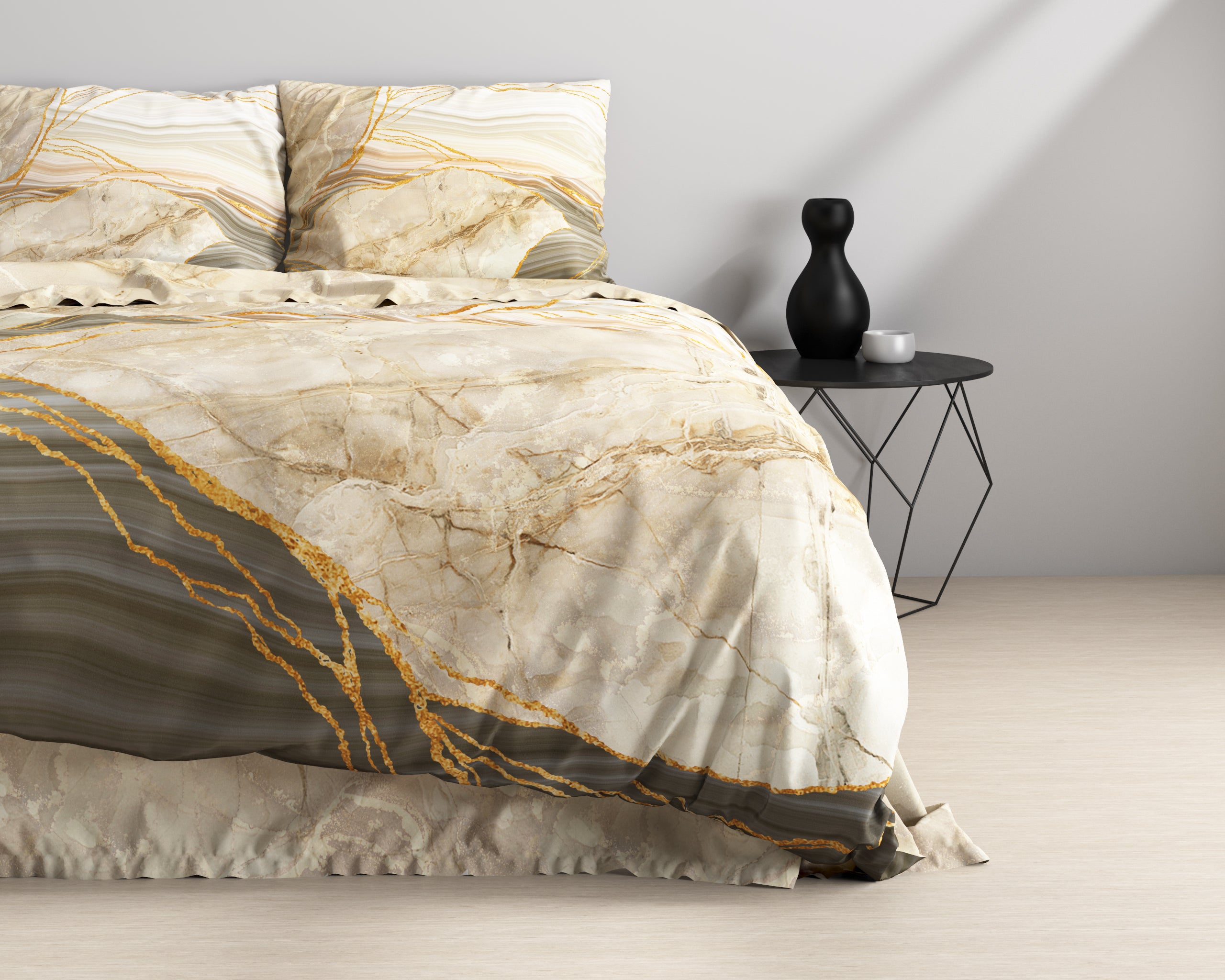 Botticino Taupe Duvet Cover - Super soft woven - Luxuriously packaged - Marble design