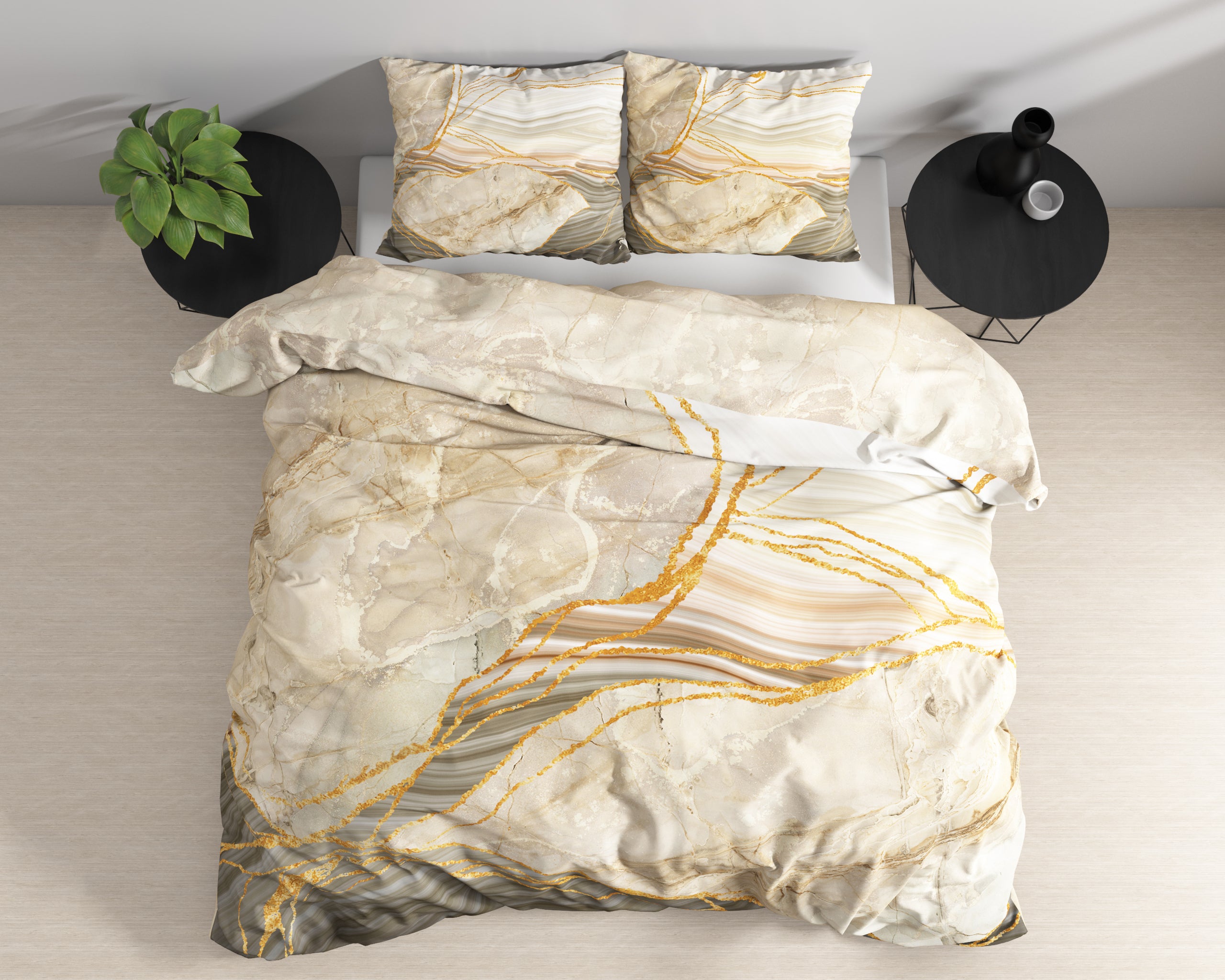 Botticino Taupe Duvet Cover - Super soft woven - Luxuriously packaged - Marble design