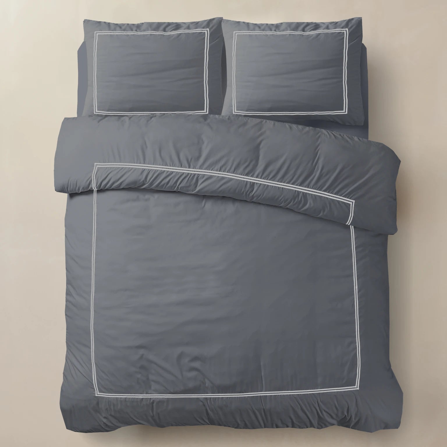 Brata Dekbedovertrek - Antraciet/Grijs - 100% Katoen Percale