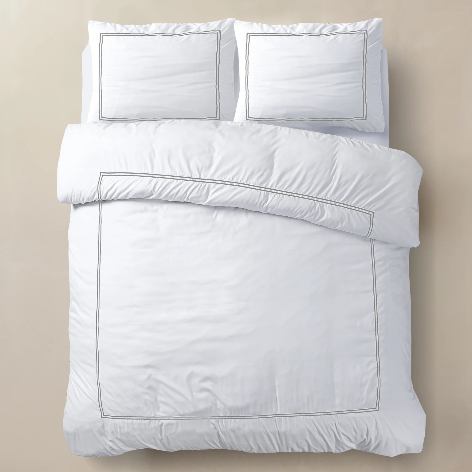 Brata Dekbedovertrek - Wit/Wit - 100% Katoen Percale