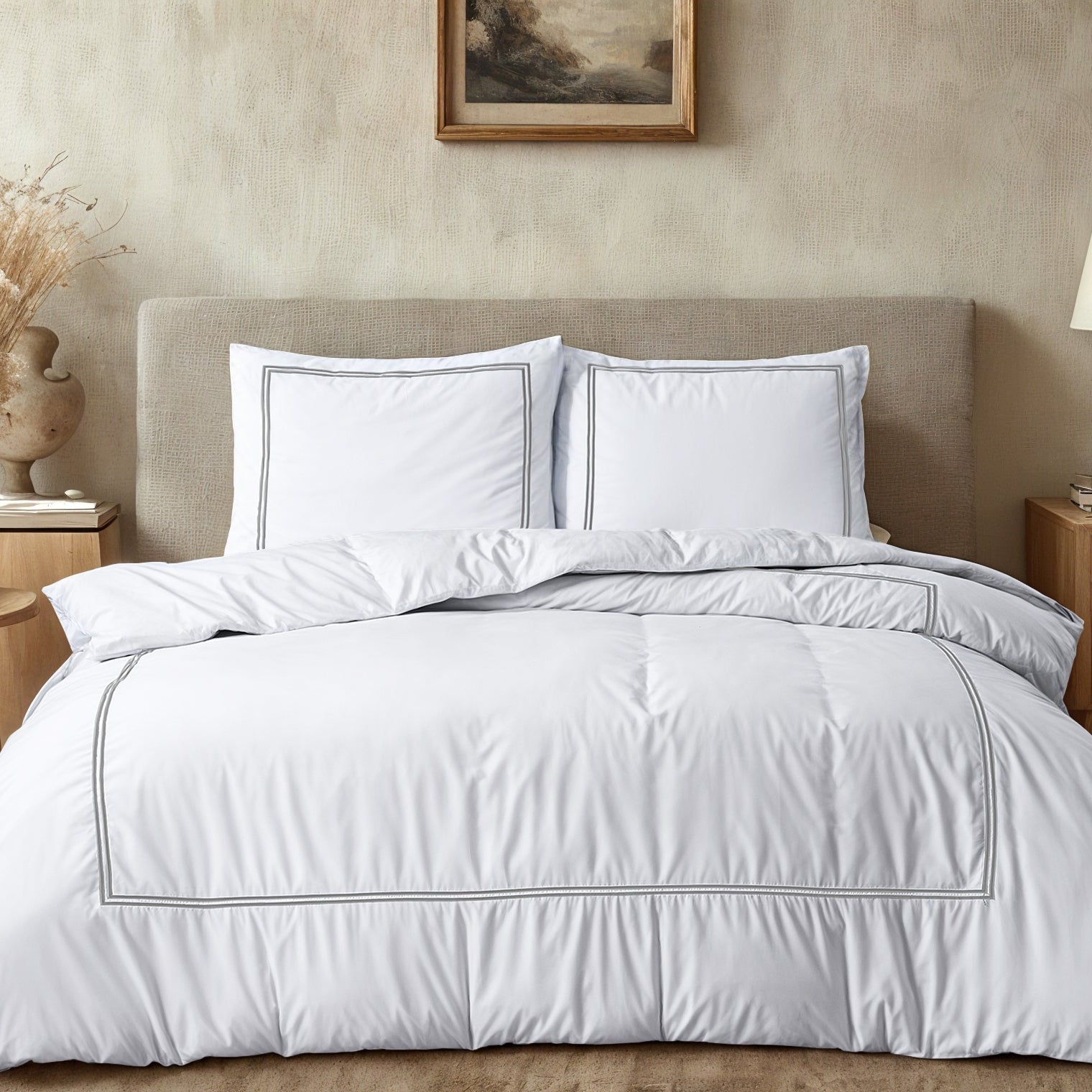 Brata Dekbedovertrek - Wit/Wit - 100% Katoen Percale