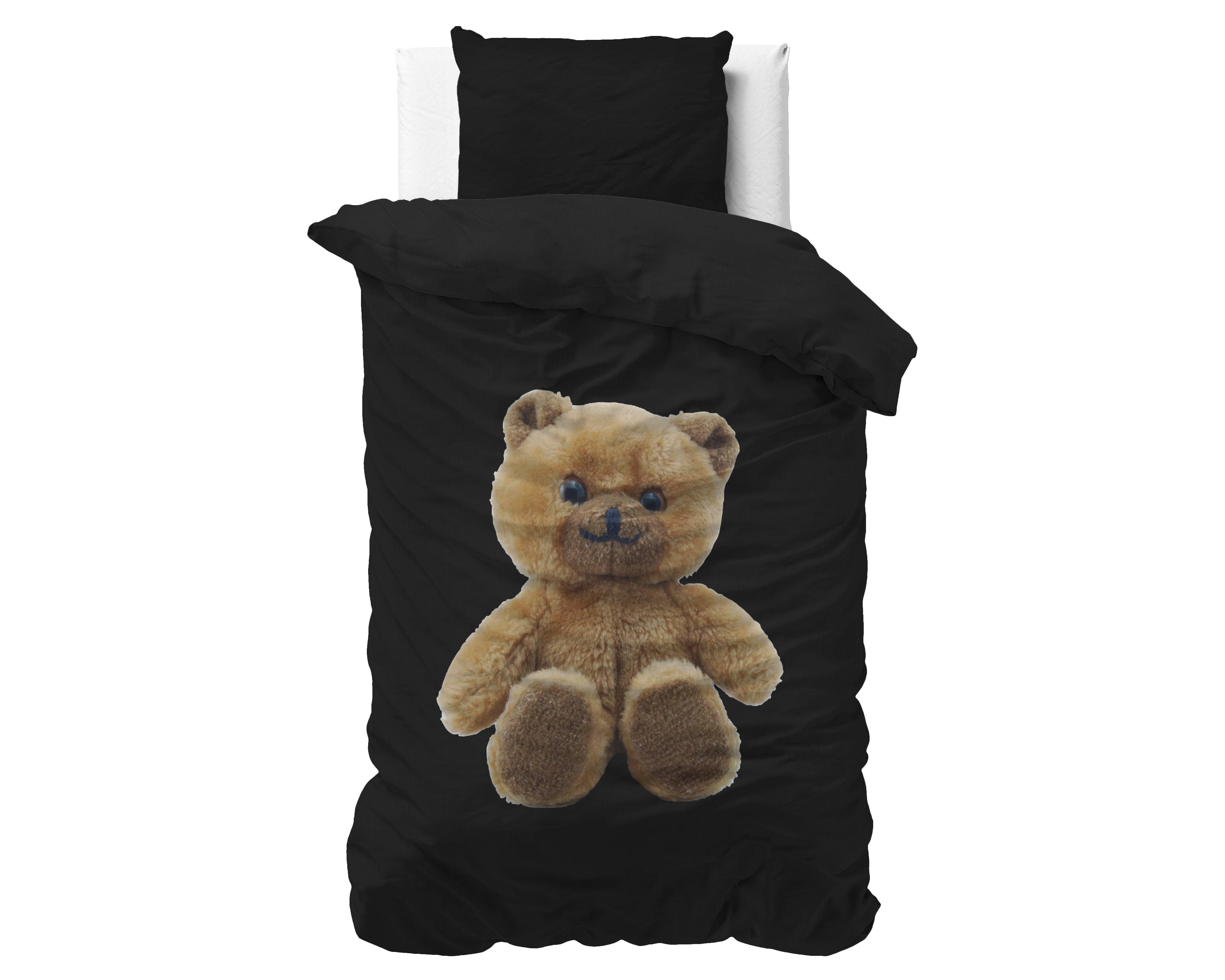 Brave Teddy Zwart Dekbedovertrek