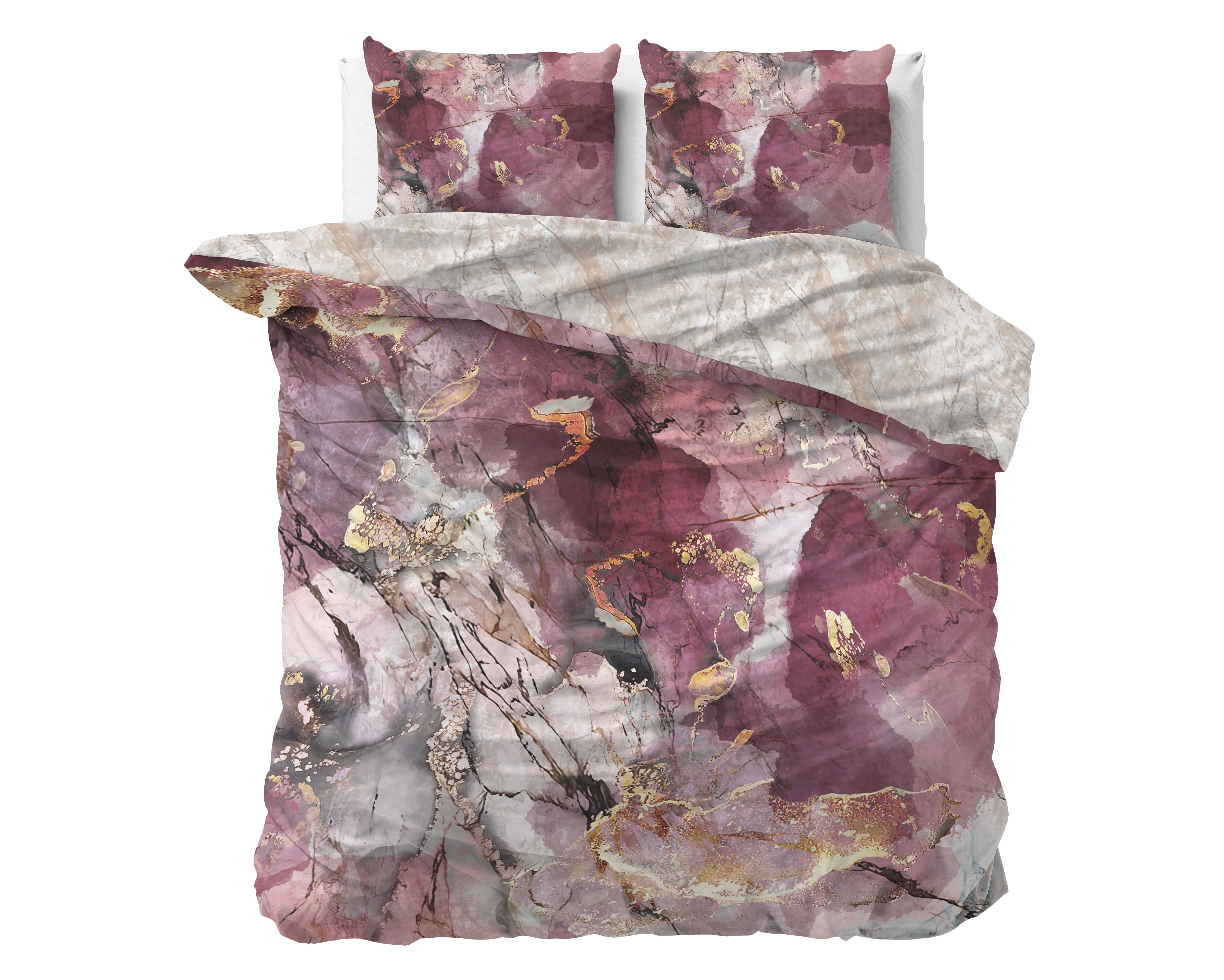 Breccia Dekbedovertrek Roze - Super zacht geweven - Luxe verpakt - Marble design