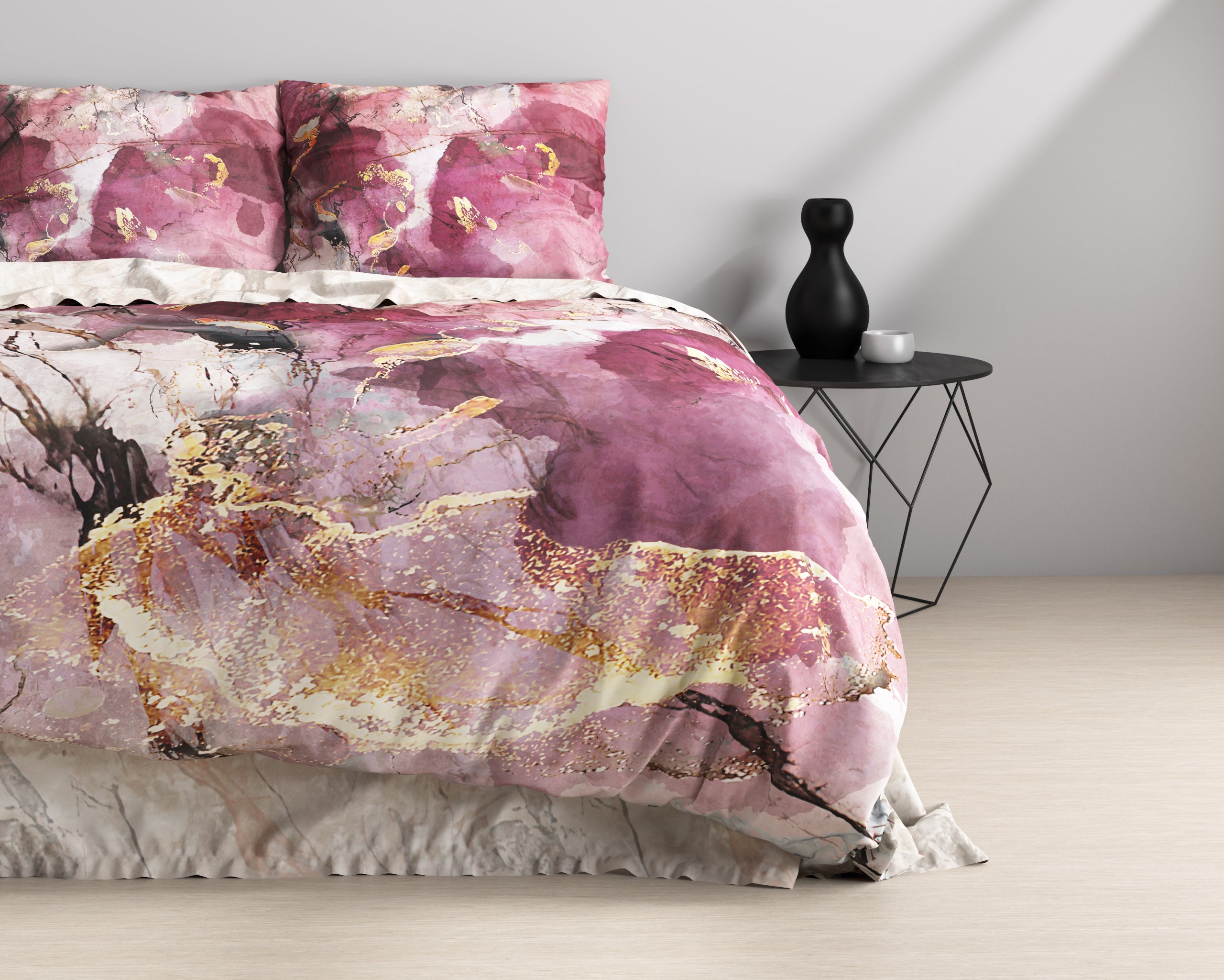 Breccia Dekbedovertrek Roze - Super zacht geweven - Luxe verpakt - Marble design