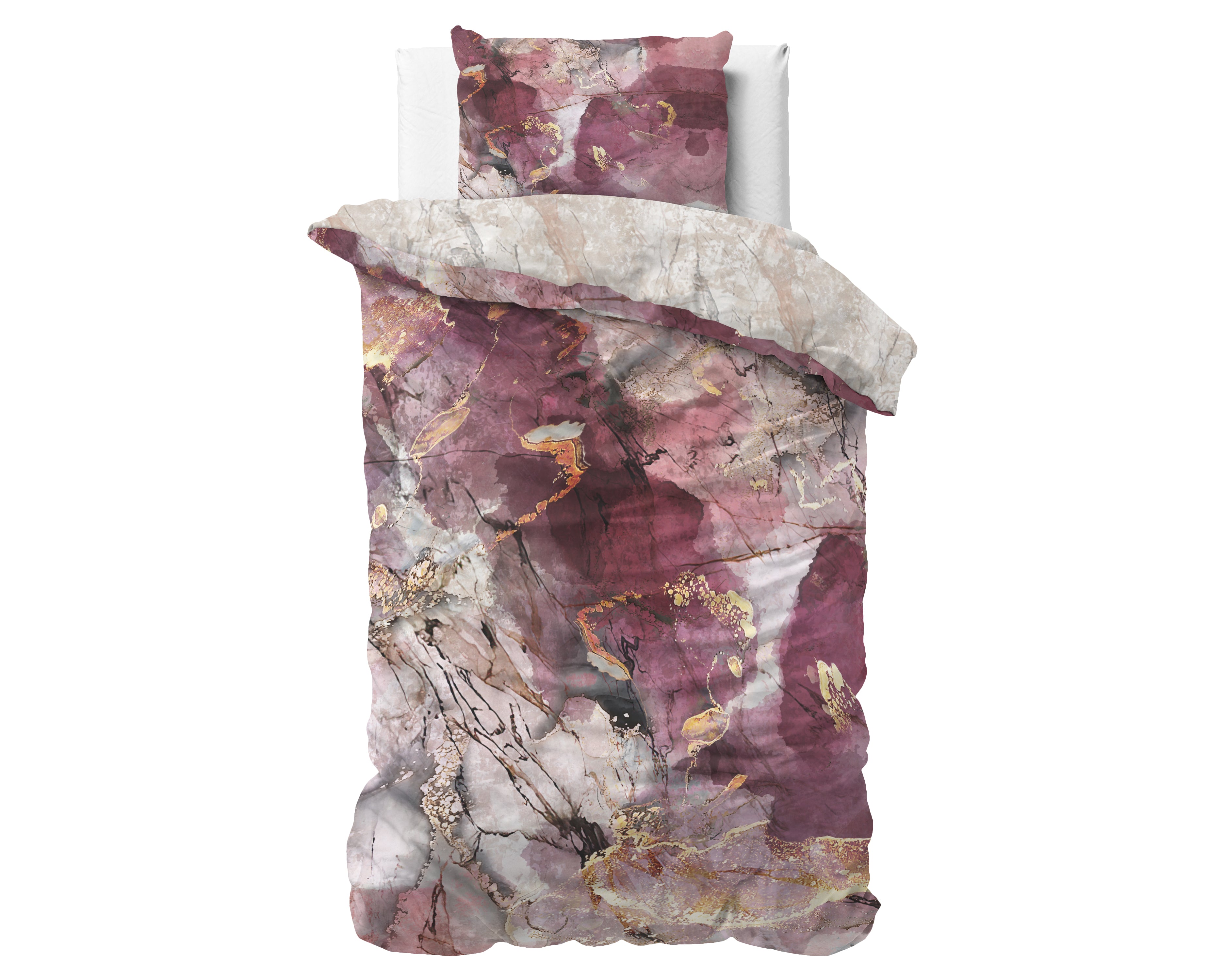 Breccia Dekbedovertrek Roze - Super zacht geweven - Luxe verpakt - Marble design