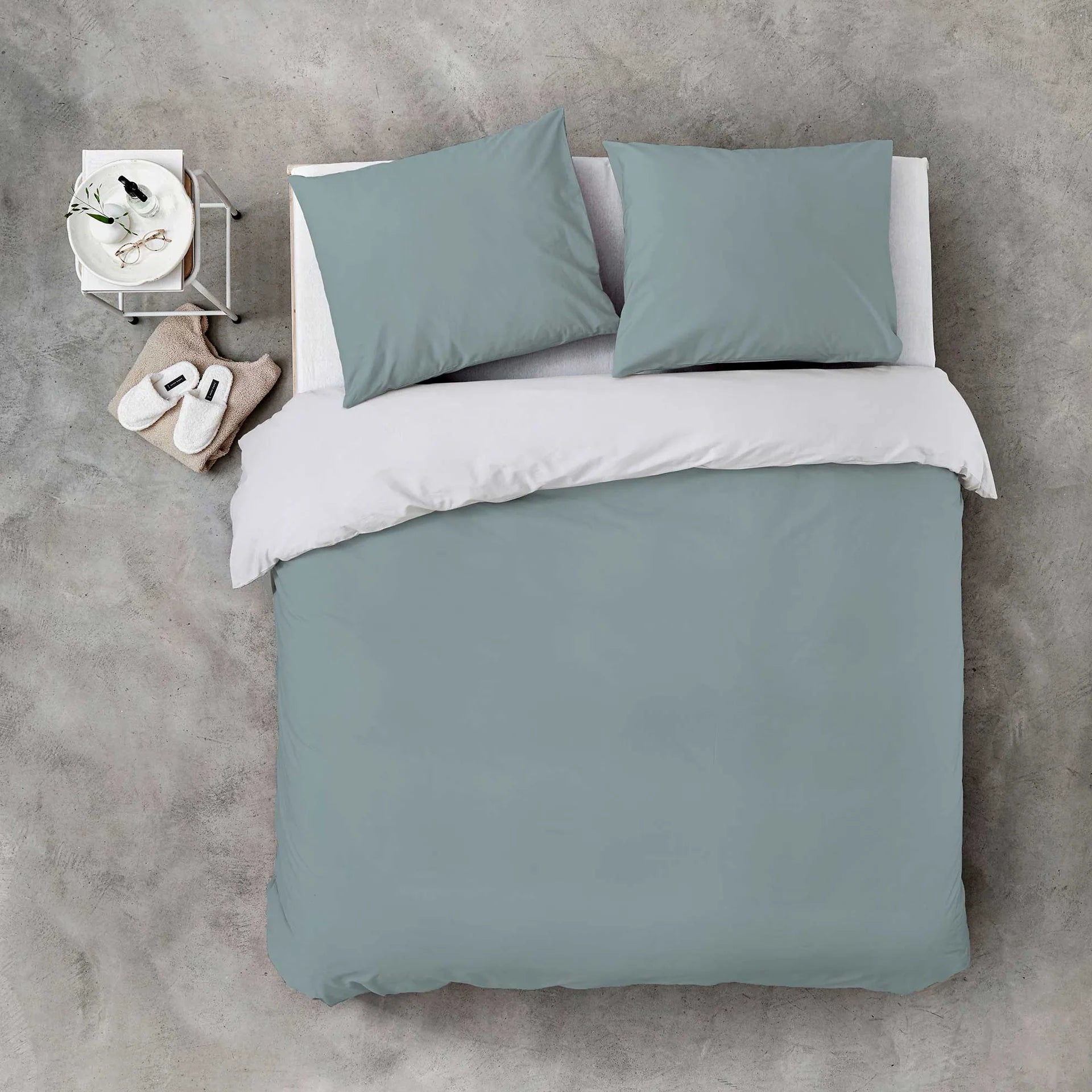 Byrklund Dekbedovertrek Side Way - Jade / Wit - 100% Katoen