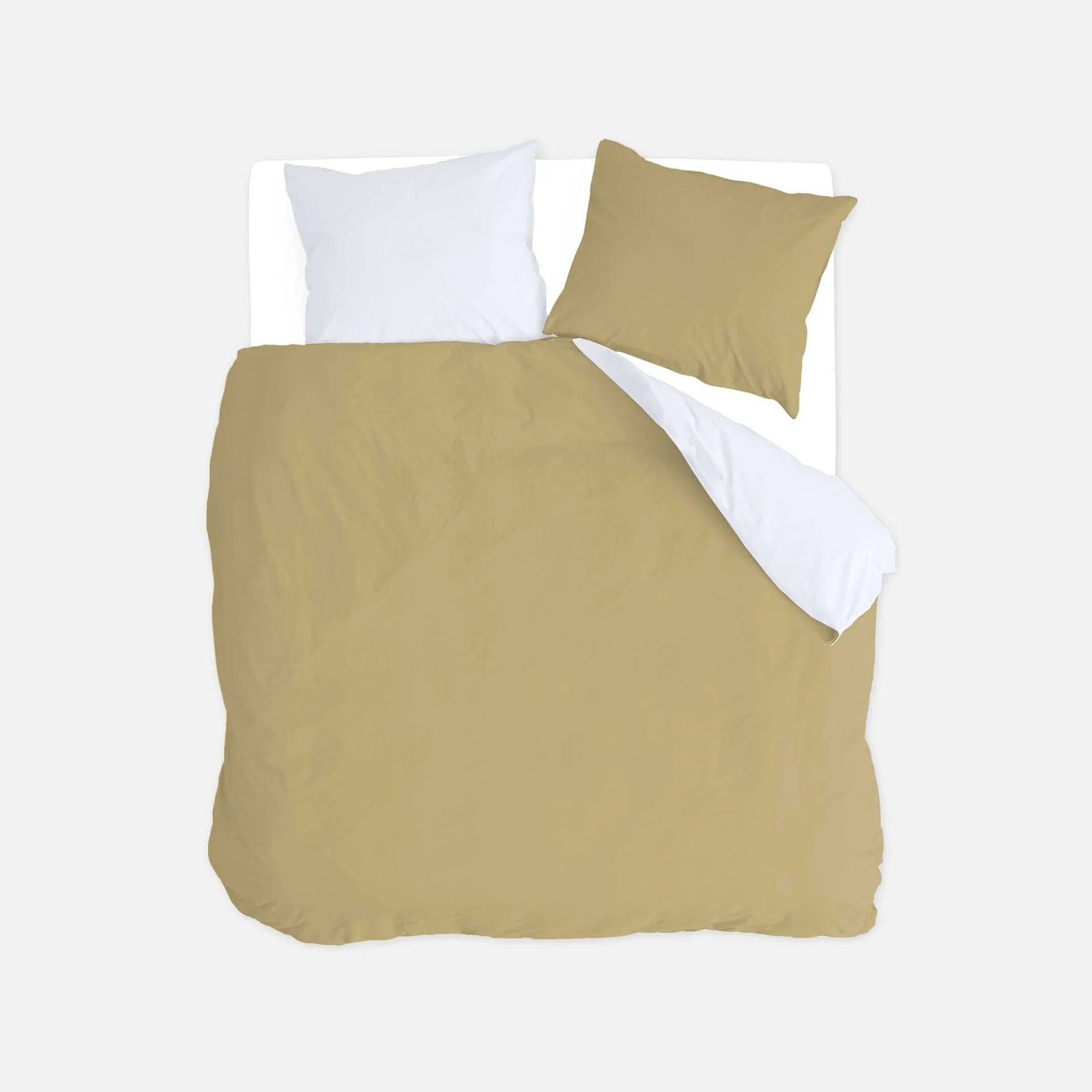 Byrklund Dekbedovertrek Side Way - Okergeel / Wit - 100% Katoen