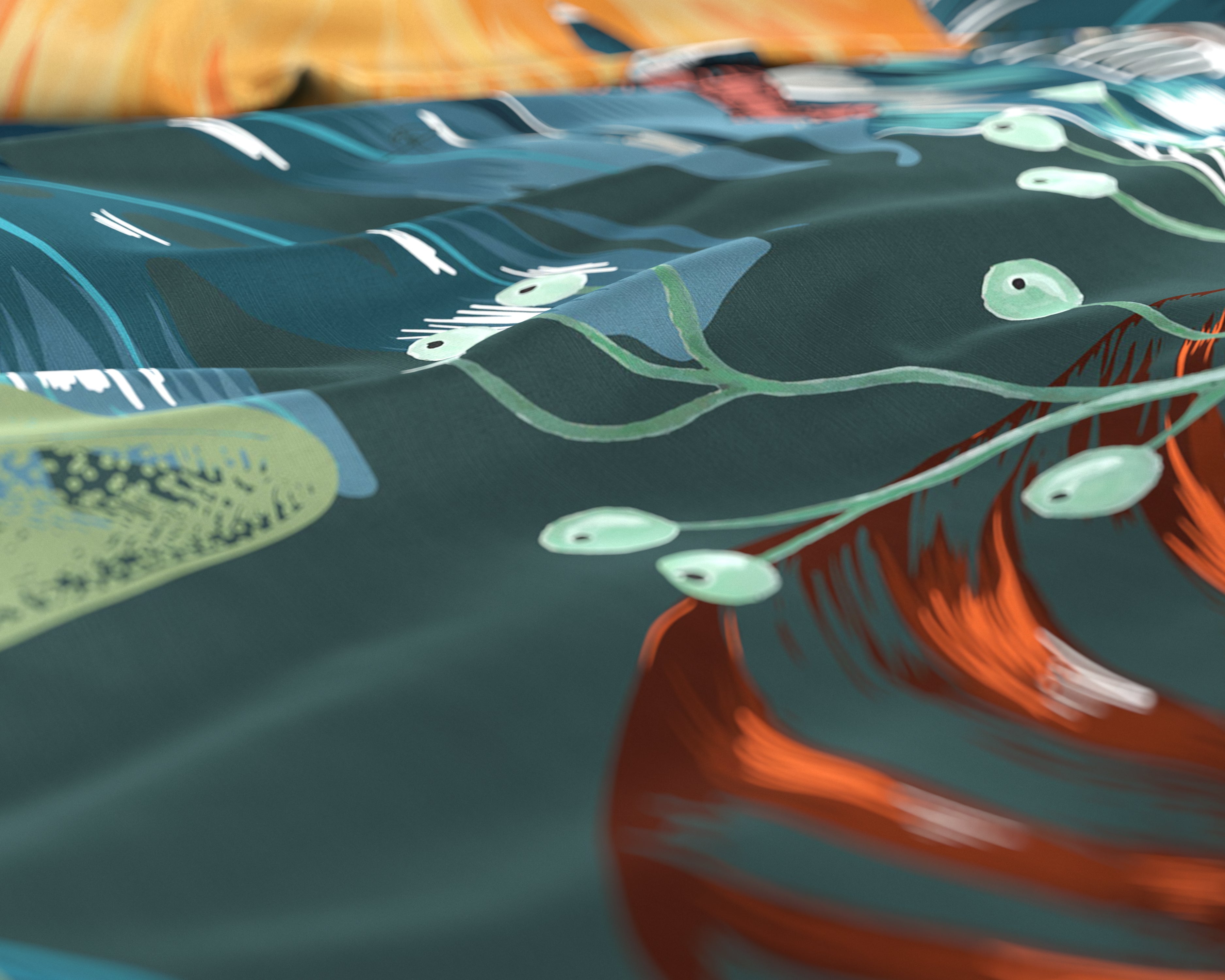 Calanthe Green Duvet Cover - Luxury Satin - High Quality - Trendy Prints