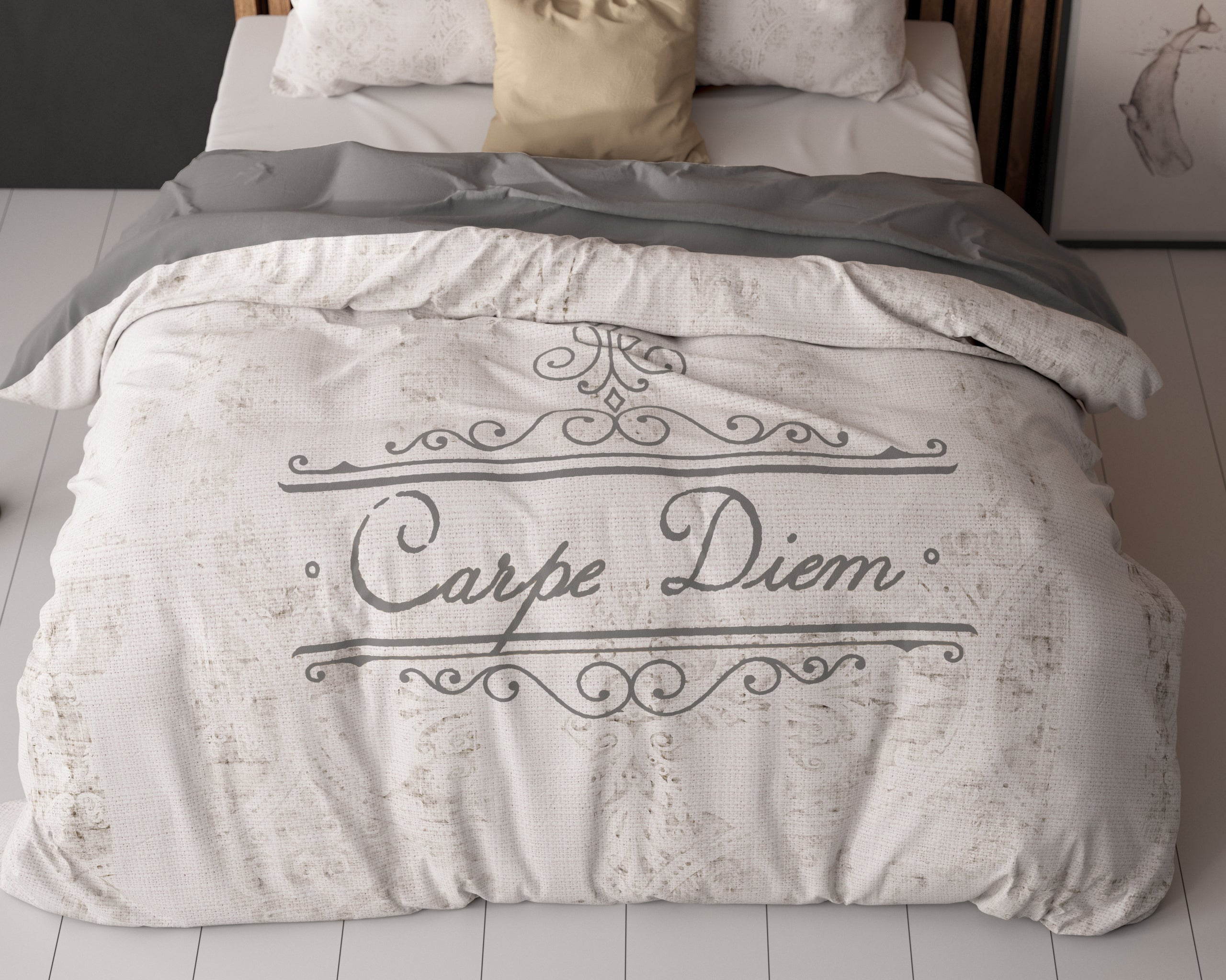 Carpe Diem 2 Zand Dekbedovertrek