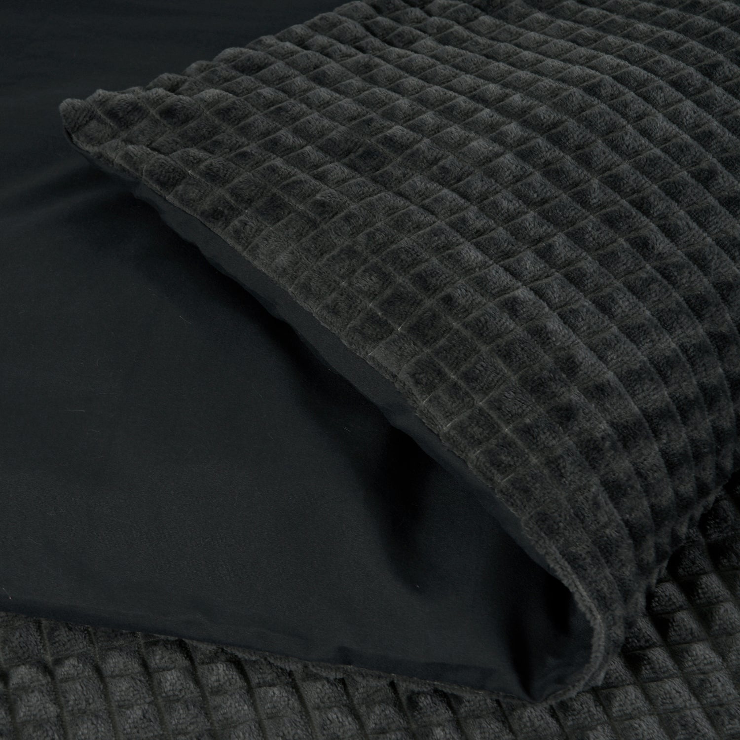 Check teddy anthracite duvet cover