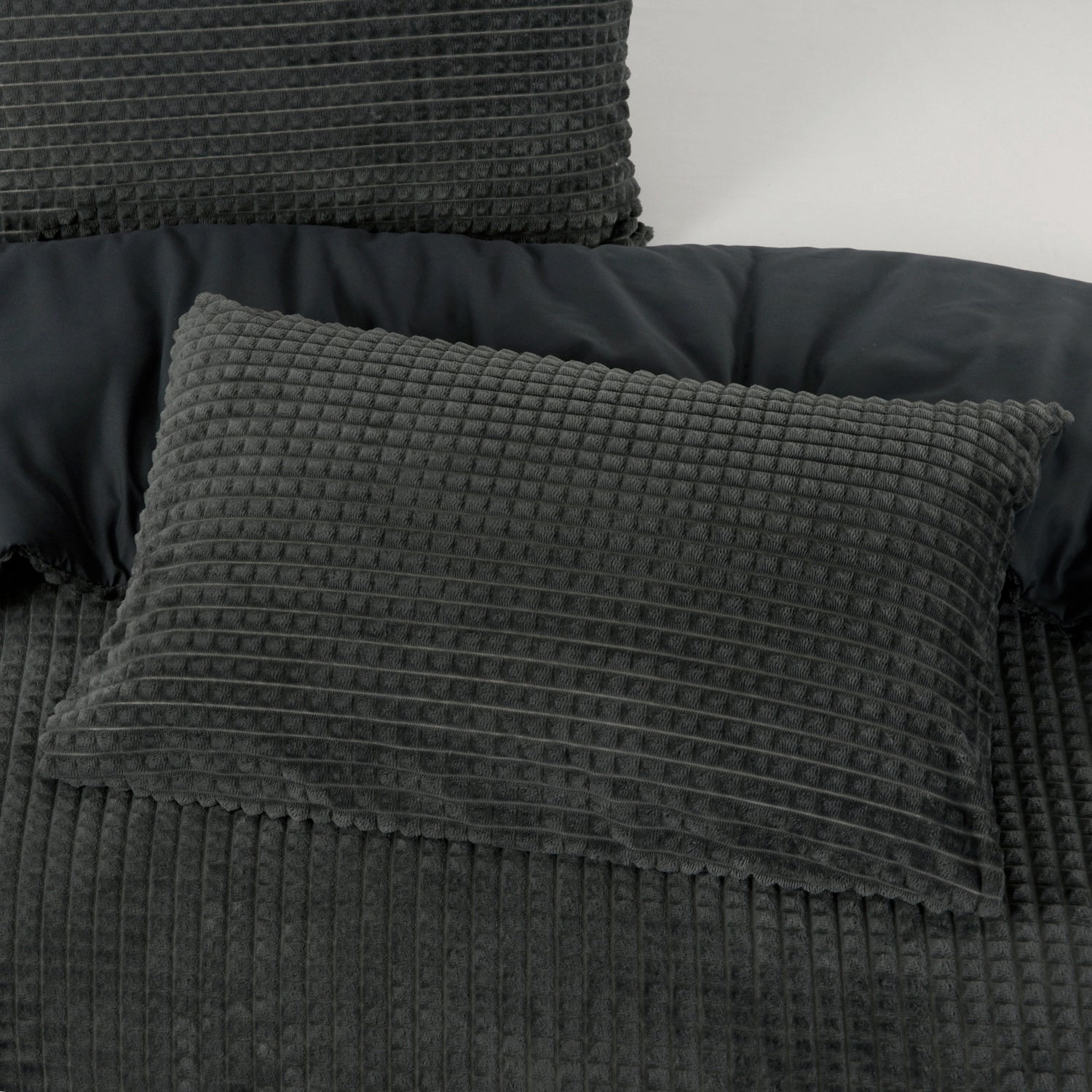 Check teddy anthracite duvet cover