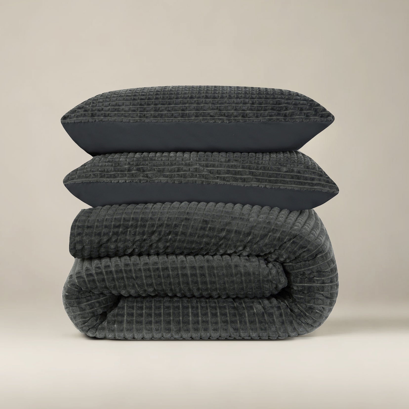 Check teddy anthracite duvet cover