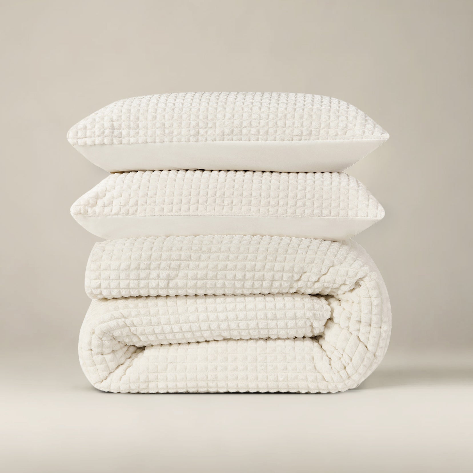 Check teddy Beige Duvet cover