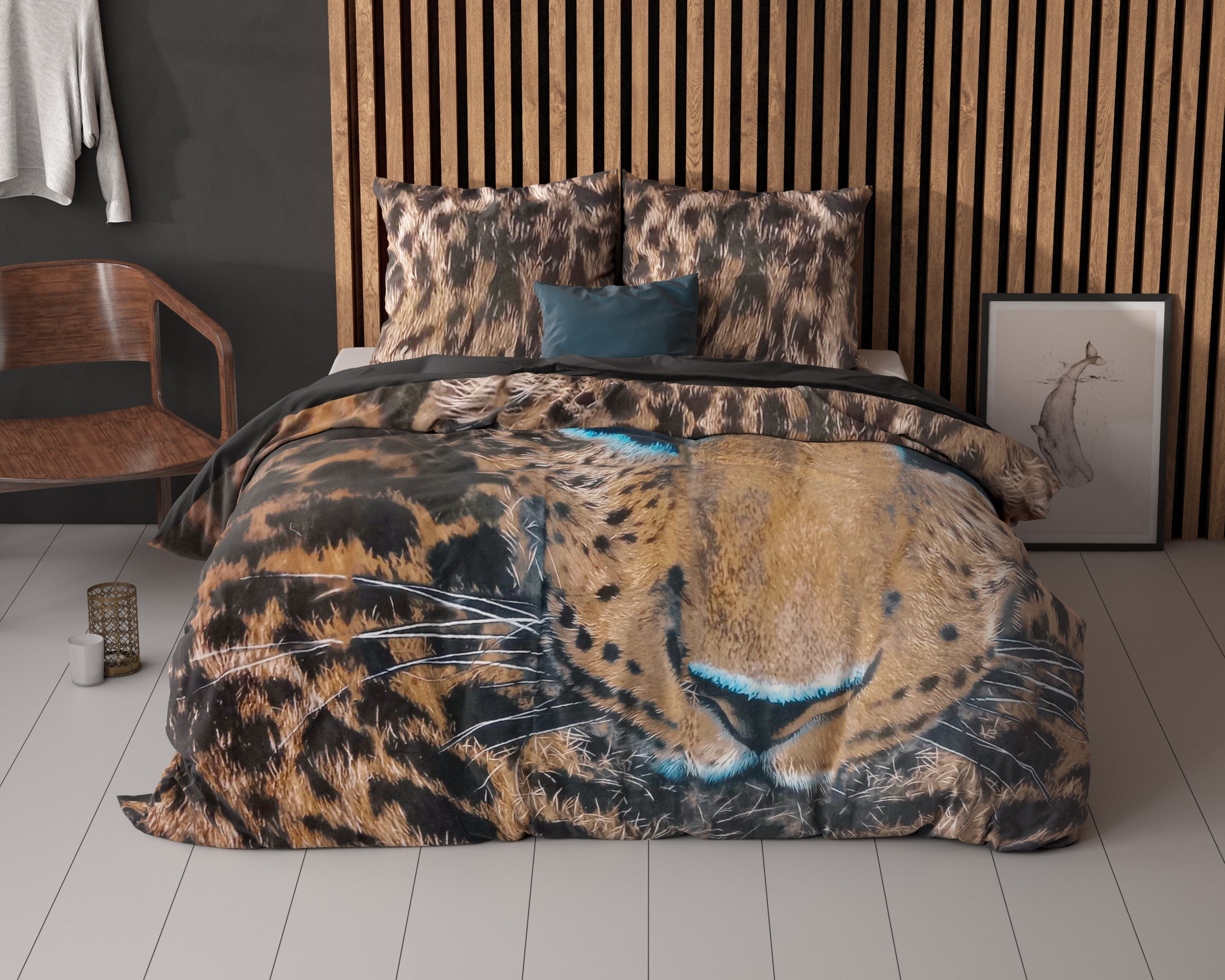 Cheetah Duvet Cover Taupe - Breathable Cotton - Trendy Designs - With Press Studs