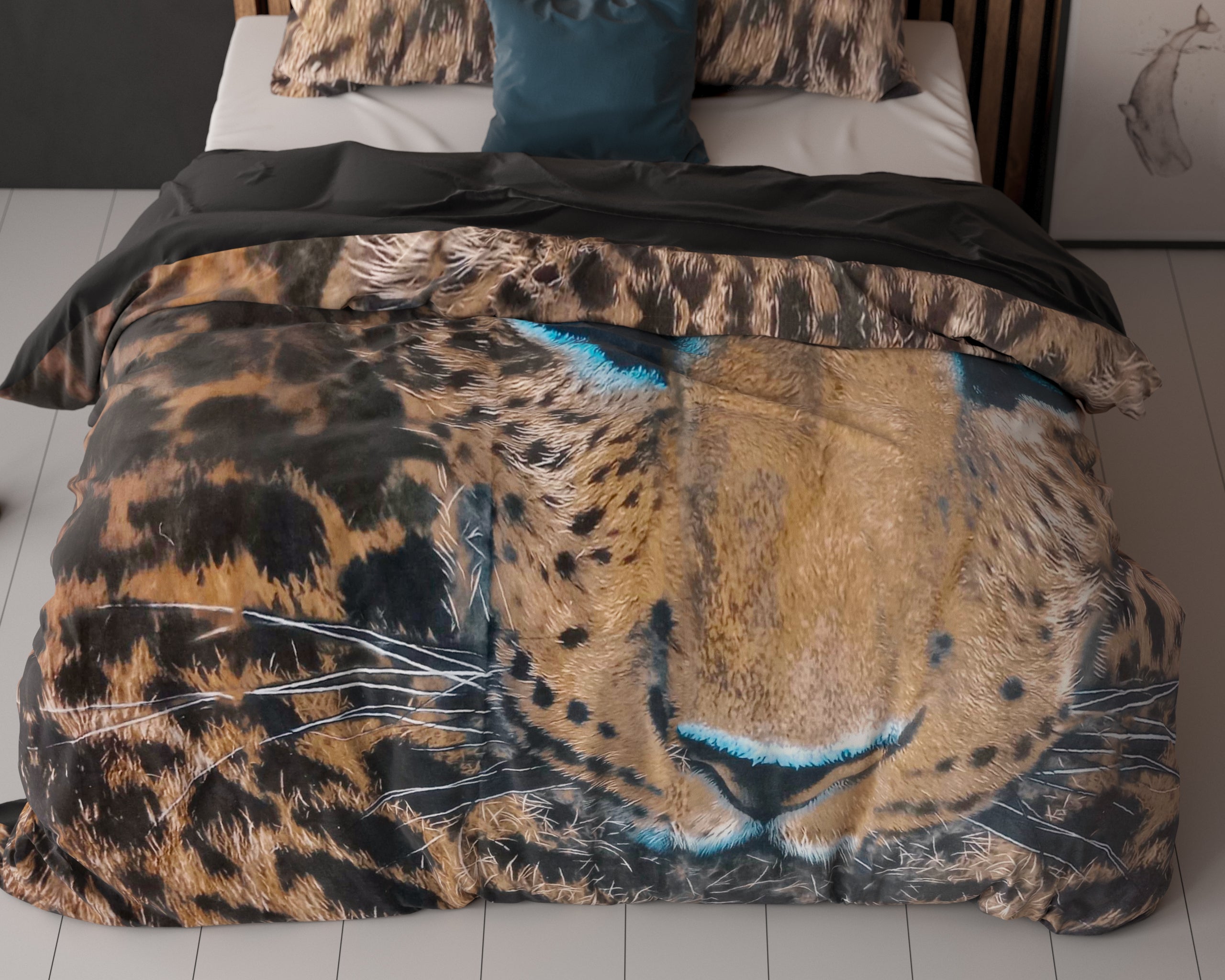 Cheetah Duvet Cover Taupe - Breathable Cotton - Trendy Designs - With Press Studs