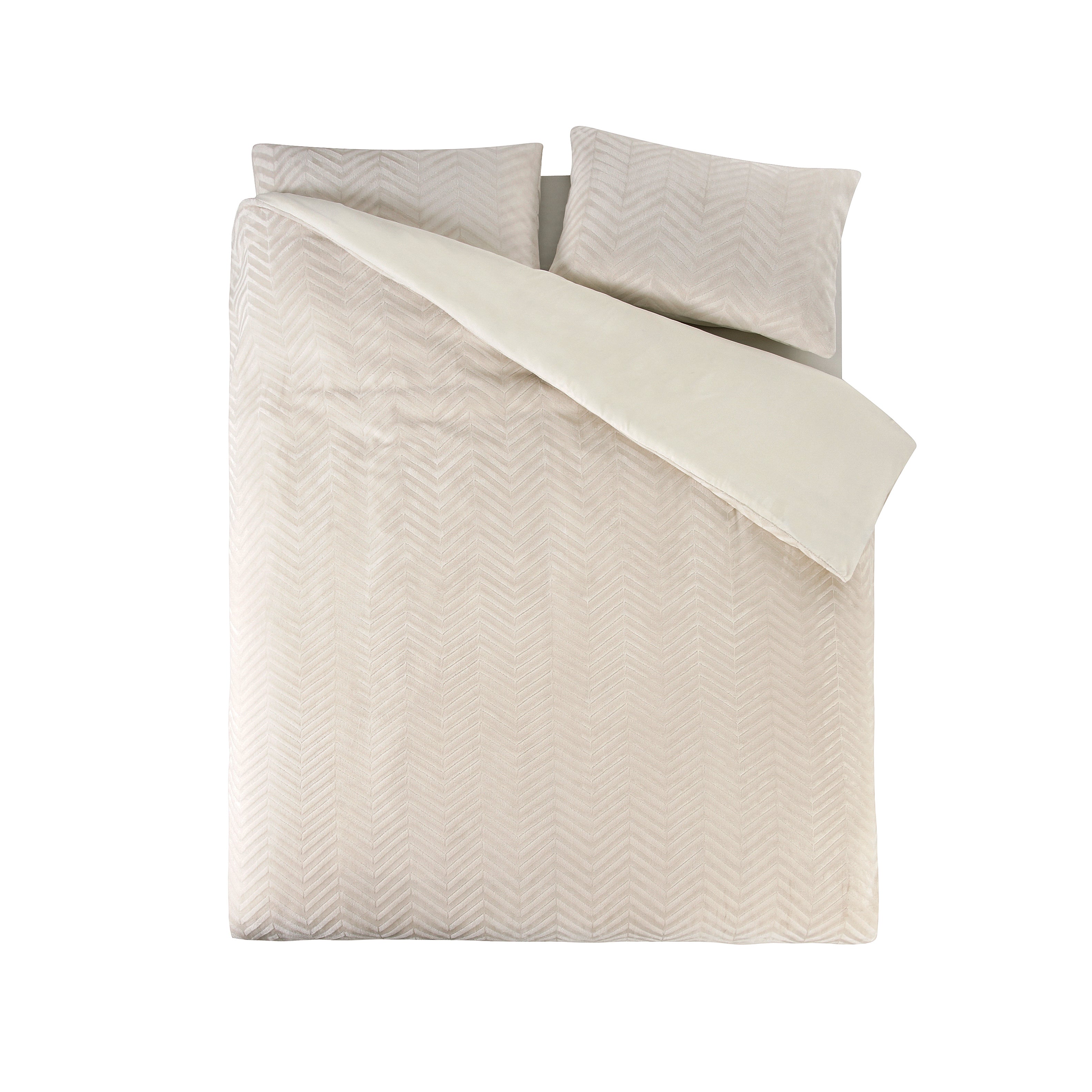Chevron Teddy Dekbedovertrek Créme
