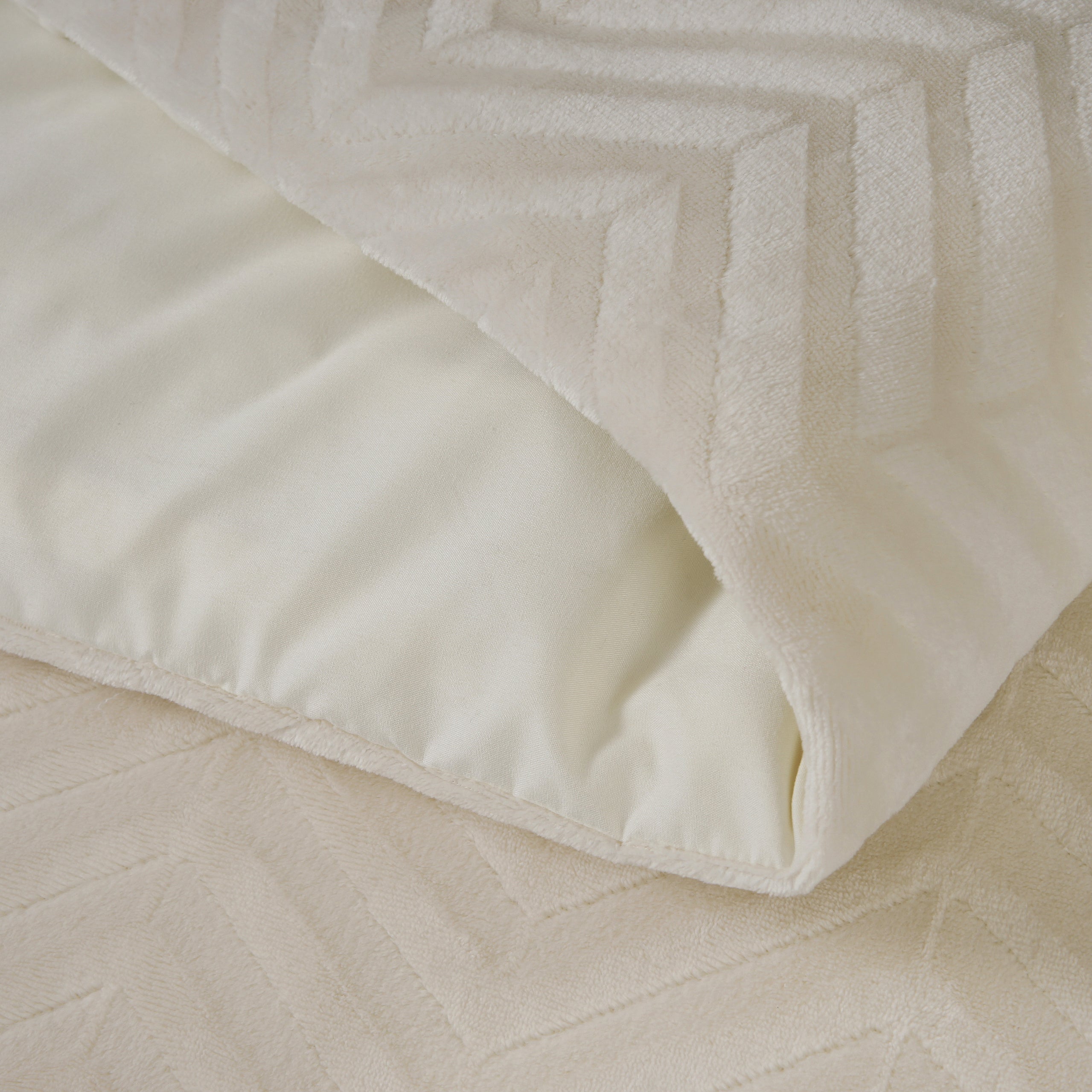 Chevron Teddy Dekbedovertrek Créme