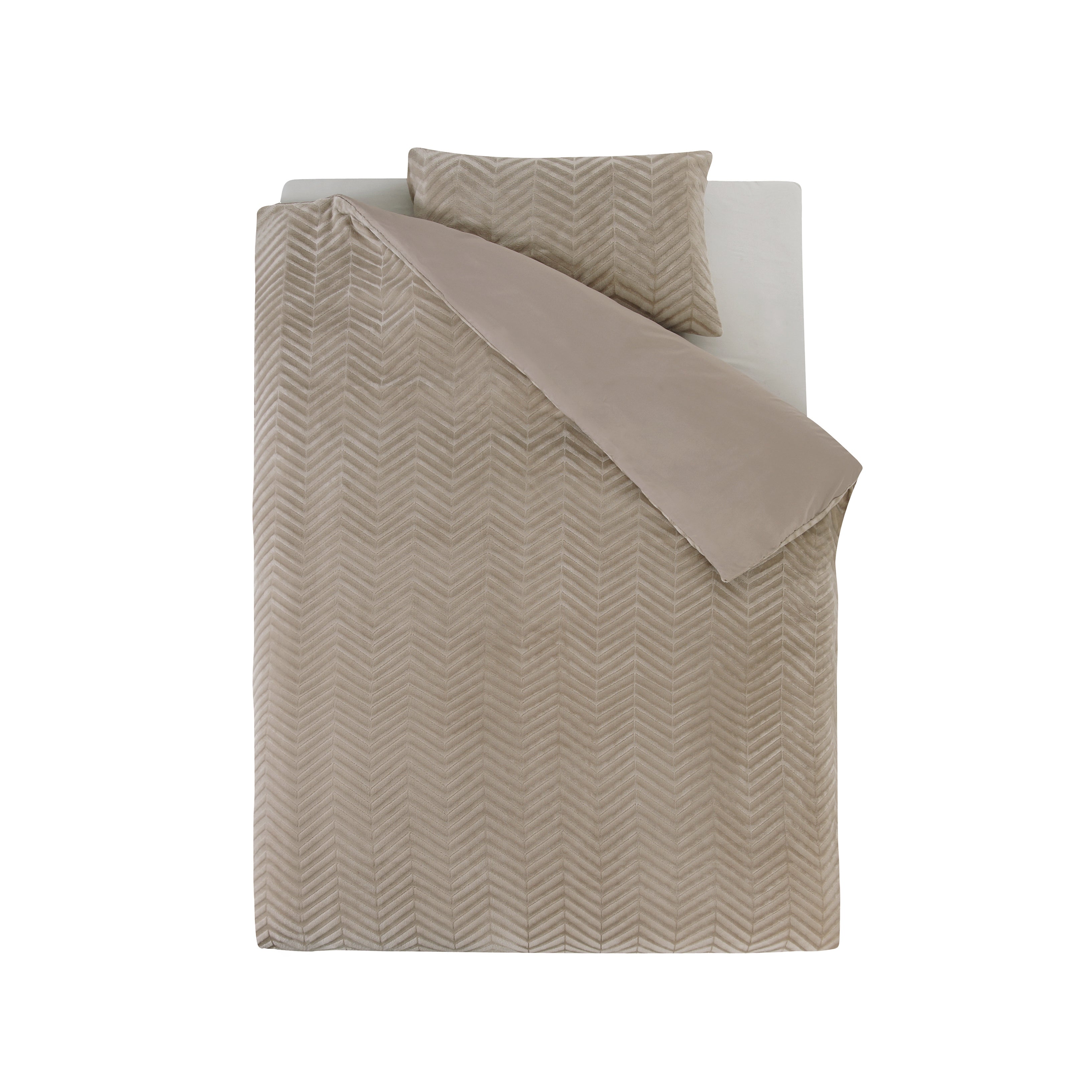 Chevron Teddy Dekbedovertrek Taupe