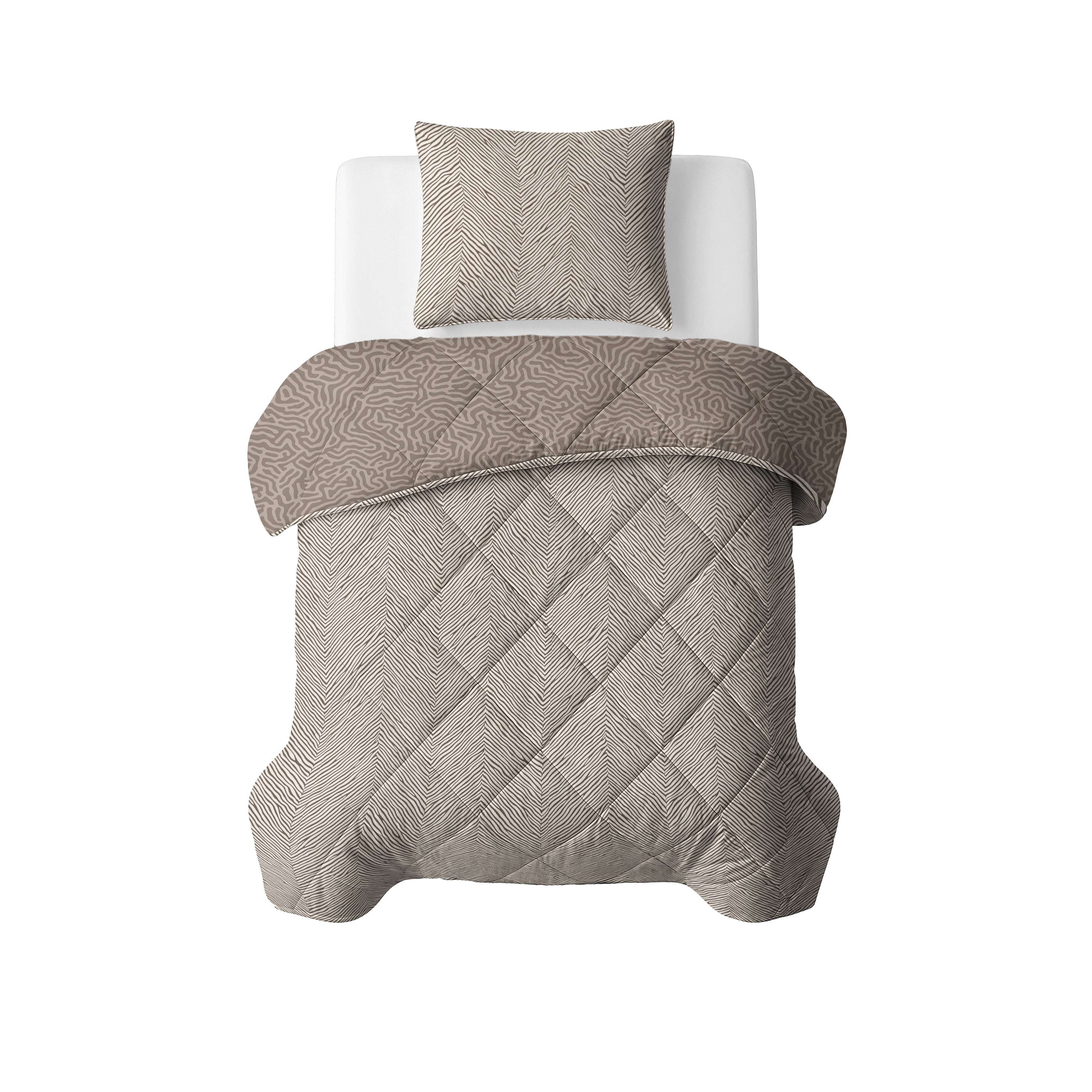 All-in One Lazy Dekbed Solitude Taupe - Dekbed met kussenslopen