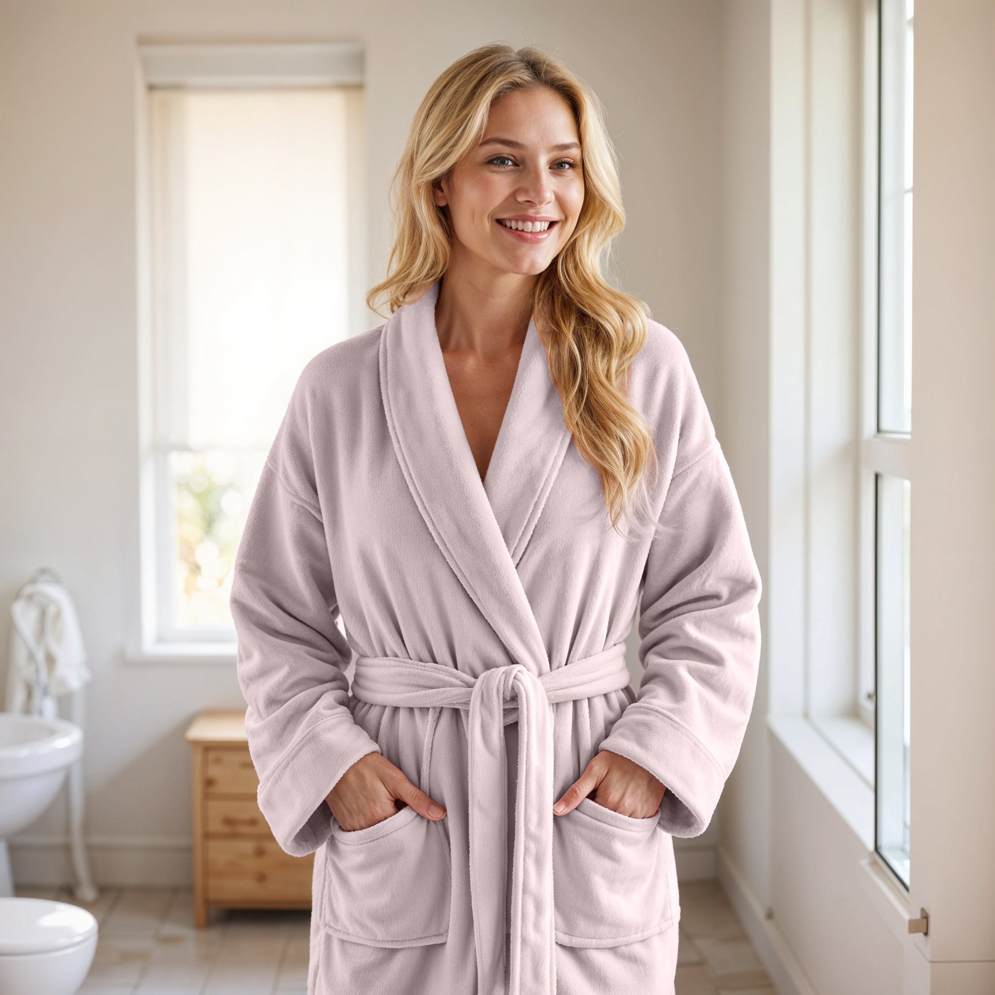 Coral Fleece Bathrobe Pink - Perfect fit - Absorbs moisture - Available in different sizes