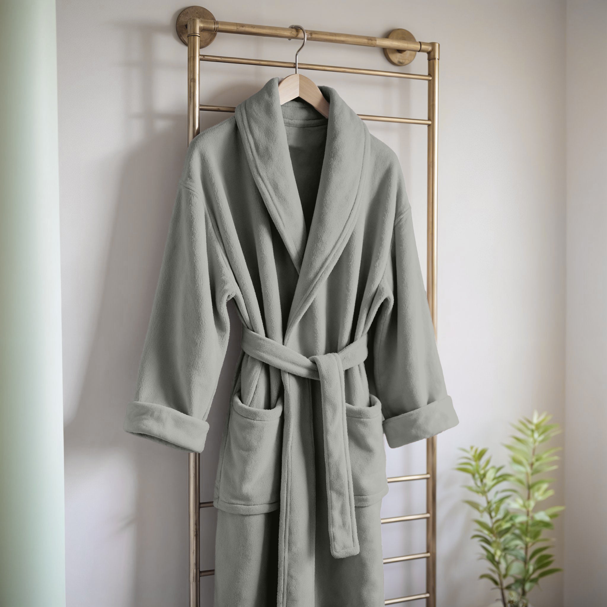 Coral Fleece Bathrobe Stone Pearl - Perfect fit - Absorbs moisture - Available in different sizes