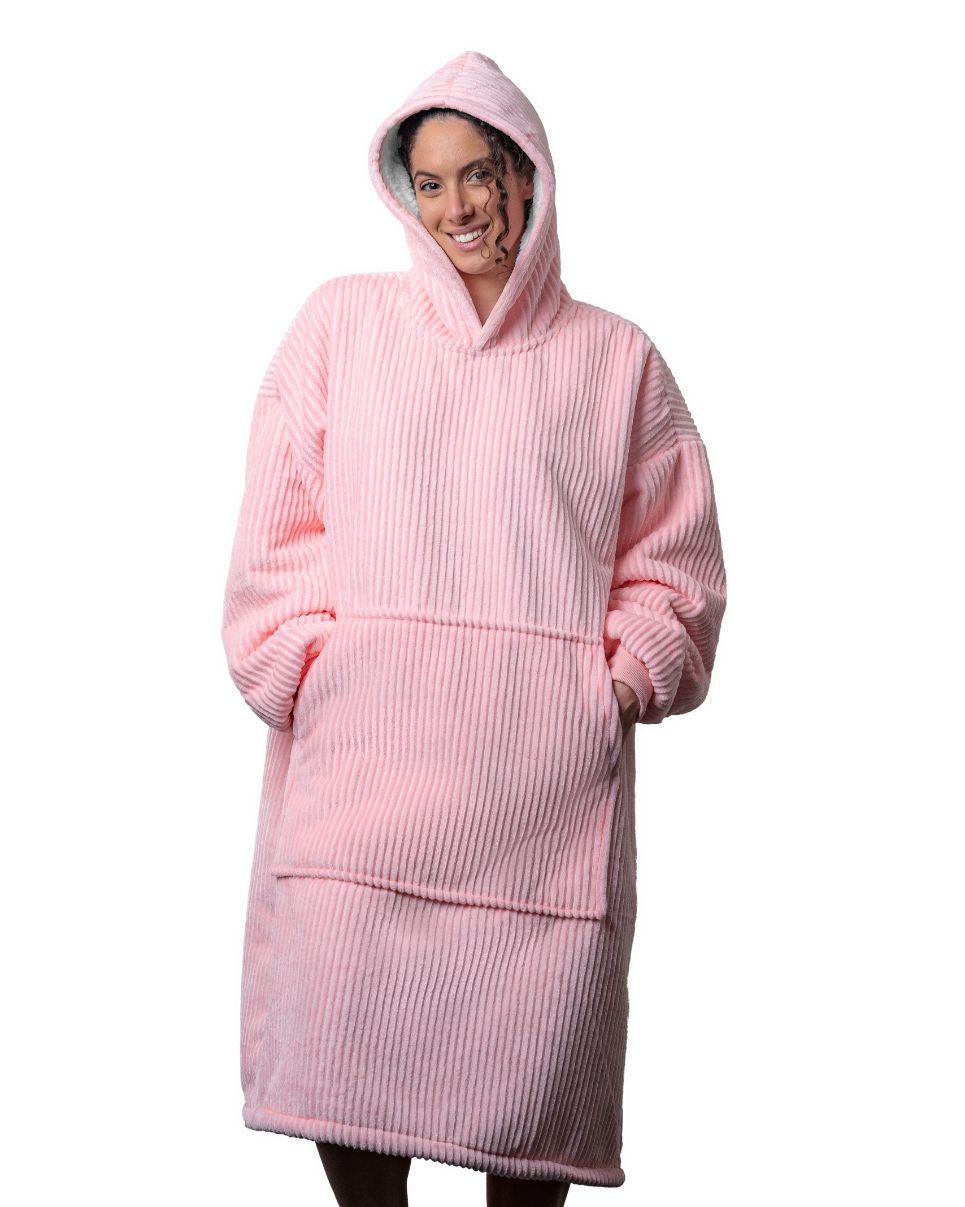 Corduroy Rib Hoody Long - Oud Roze - 120 cm