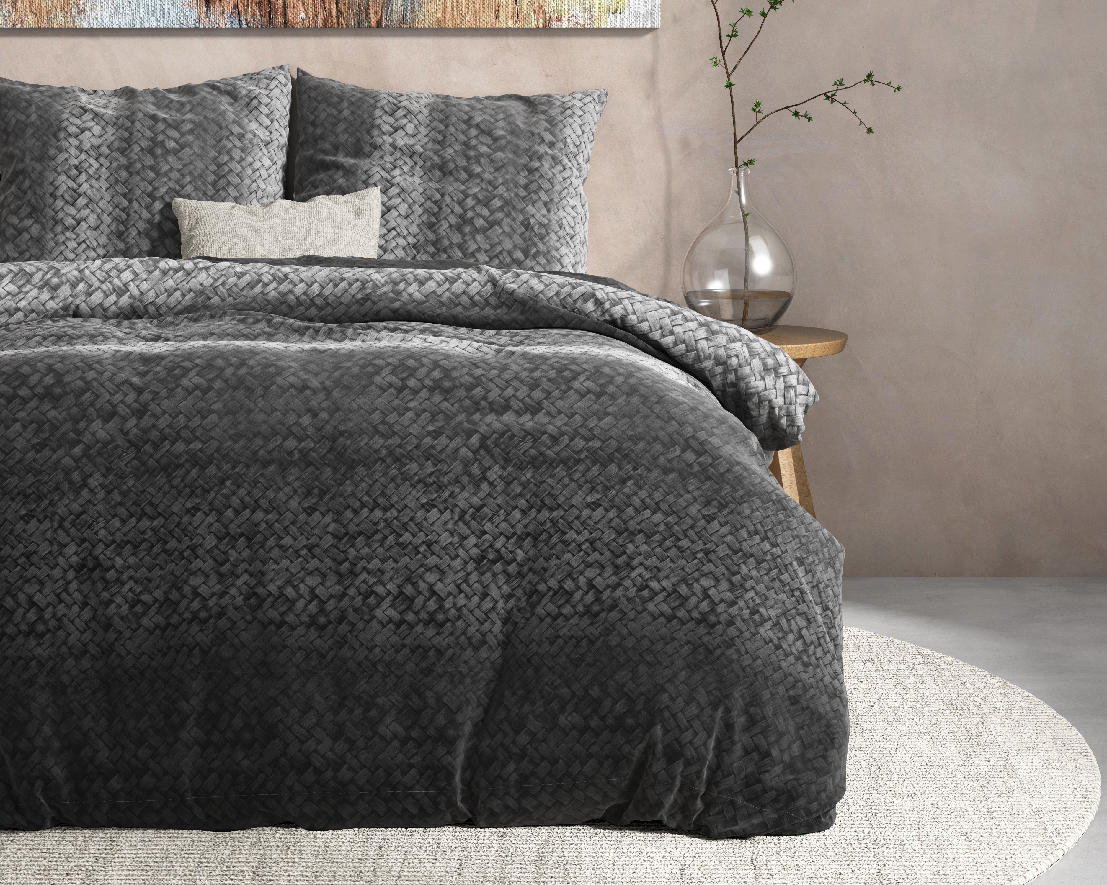 DH Flanel Gradient Knits Anthracite Duvet Cover - Thick flannel - Wonderfully warm - Heavy quality