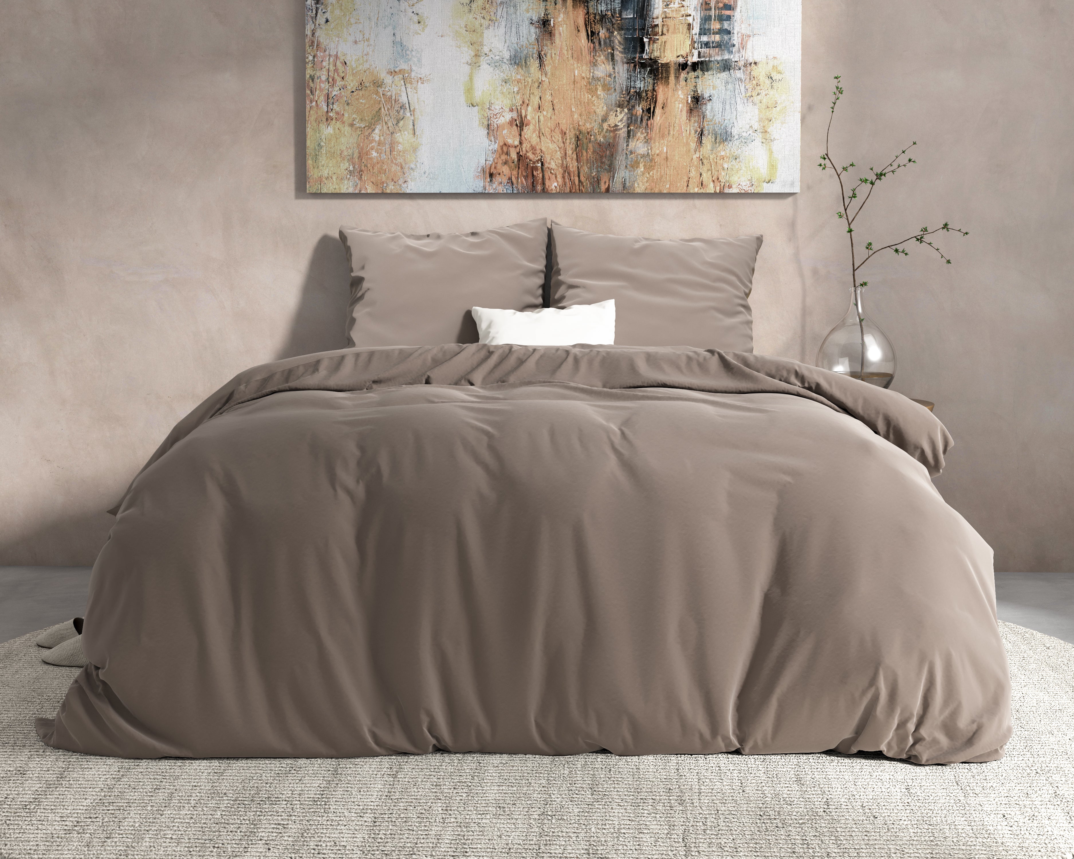 DH Flanel Mendez Taupe Dekbedovertrek - Dik flanel - Heerlijk warm - Zware kwaliteit