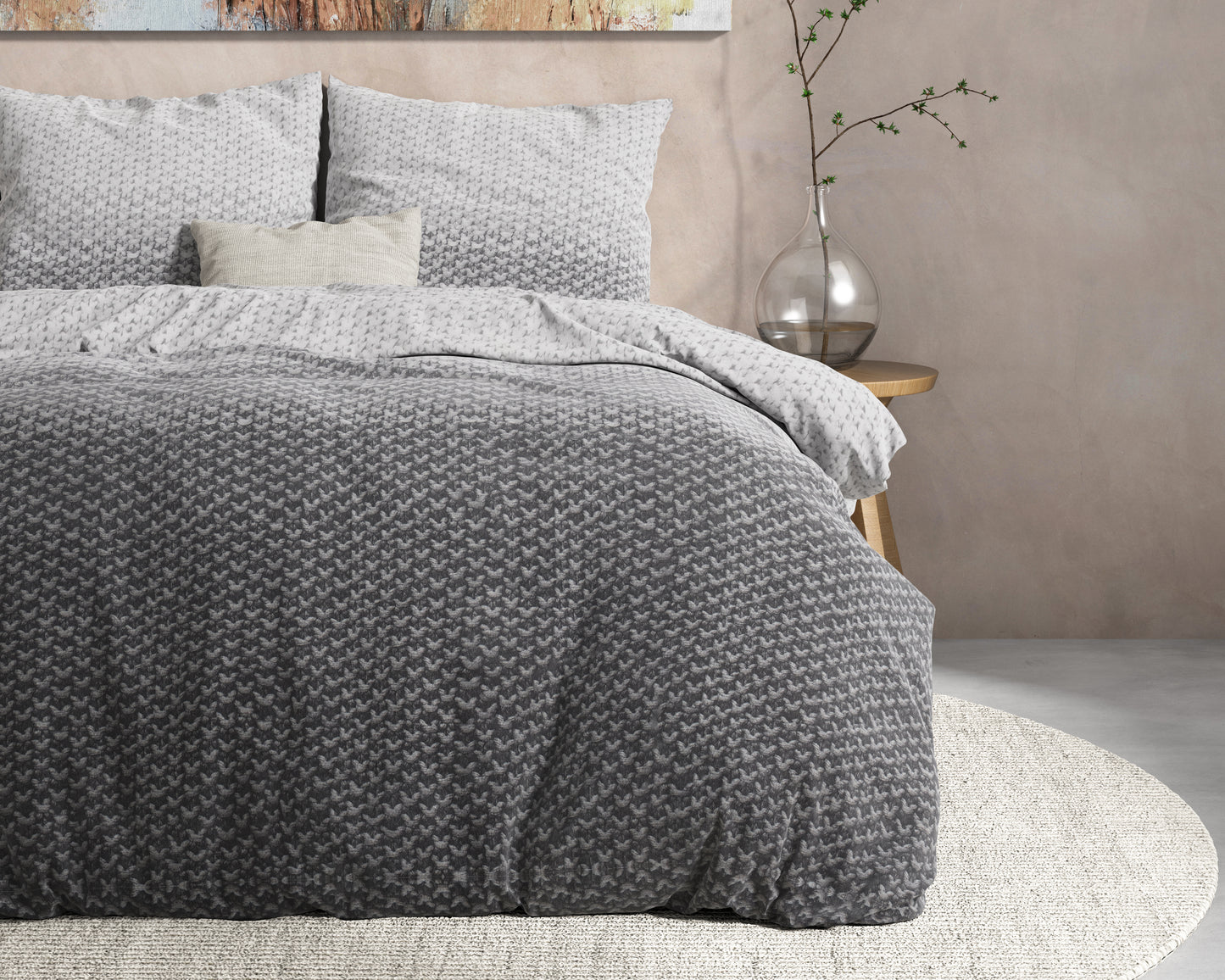 DH Flanel Tamar Grey Dekbedovertrek - Dik flanel - Heerlijk warm - Zware kwaliteit