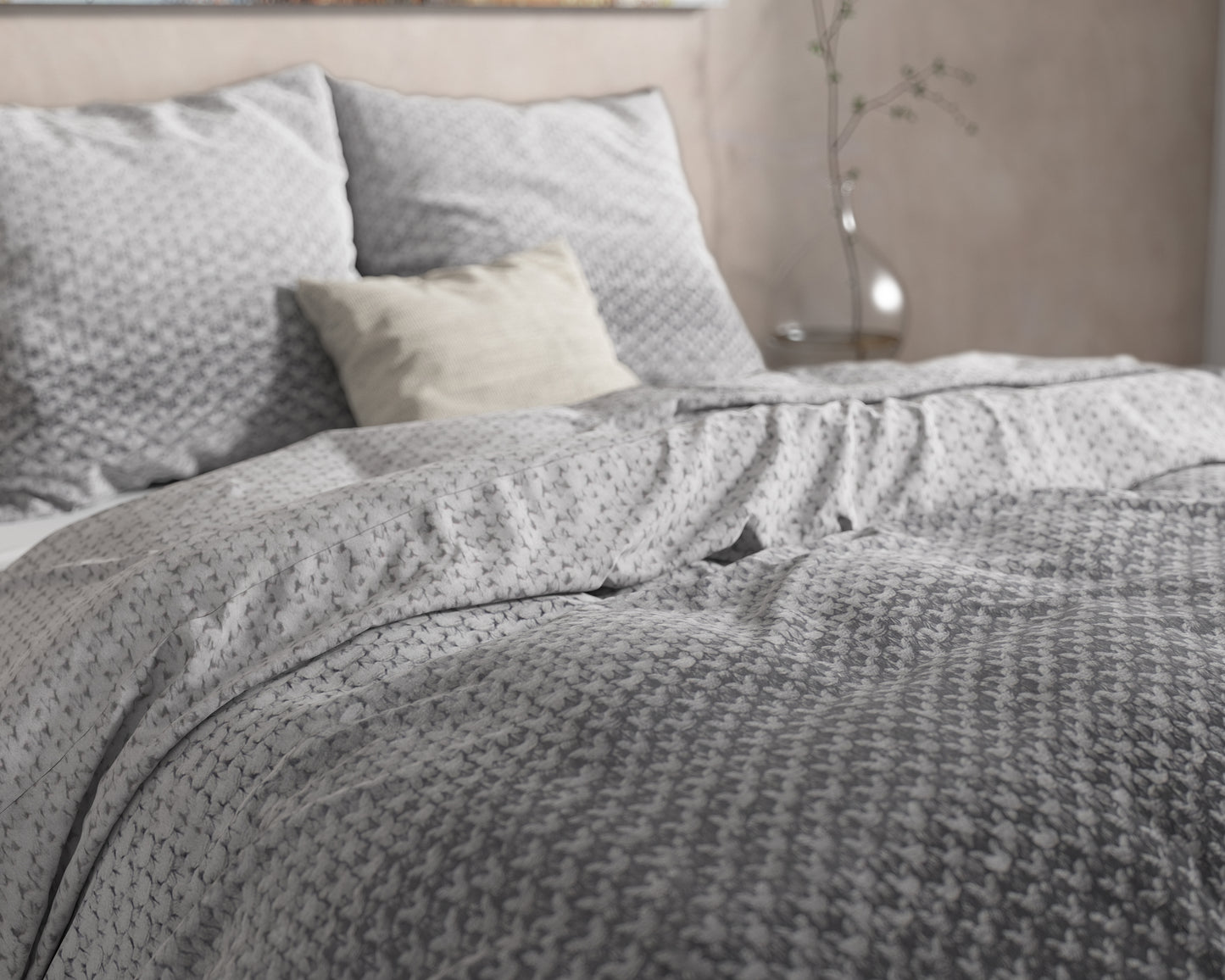 DH Flanel Tamar Grey Dekbedovertrek - Dik flanel - Heerlijk warm - Zware kwaliteit
