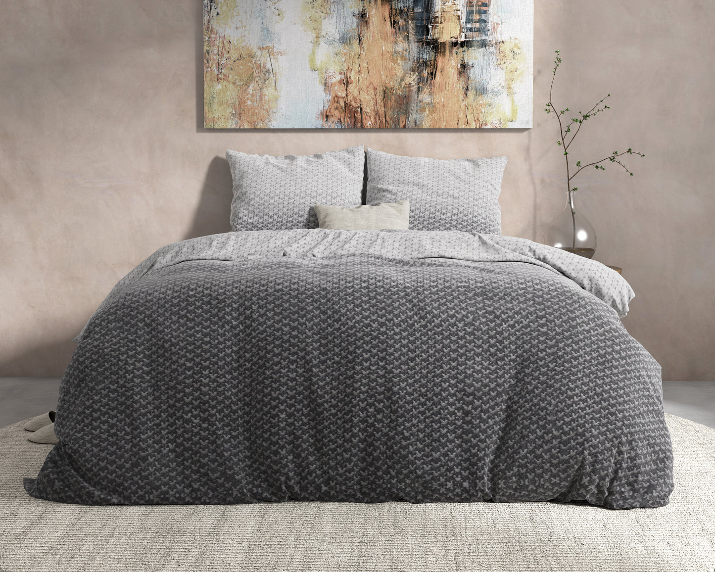 DH Flanel Tamar Grey Dekbedovertrek - Dik flanel - Heerlijk warm - Zware kwaliteit