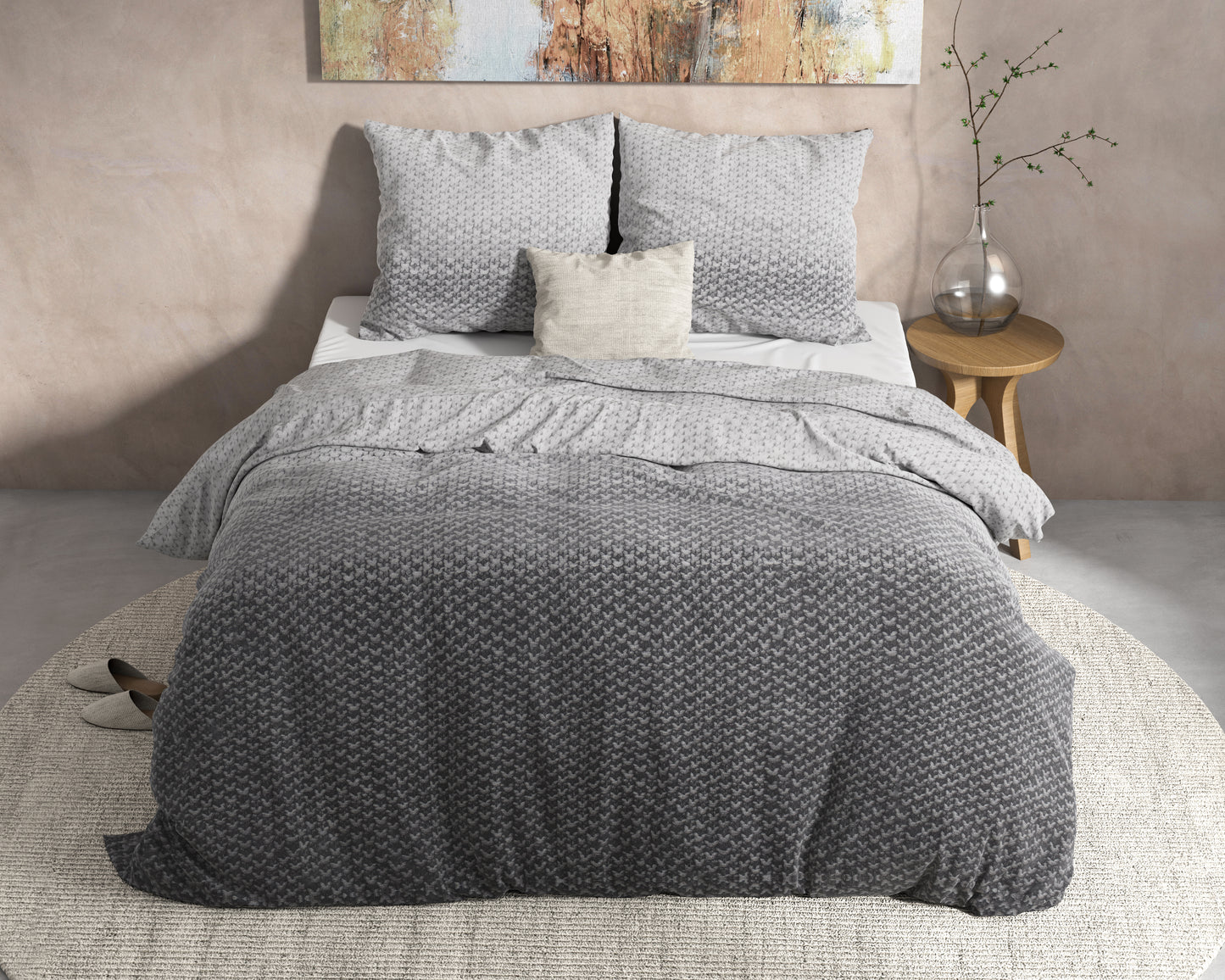 DH Flanel Tamar Grey Dekbedovertrek - Dik flanel - Heerlijk warm - Zware kwaliteit