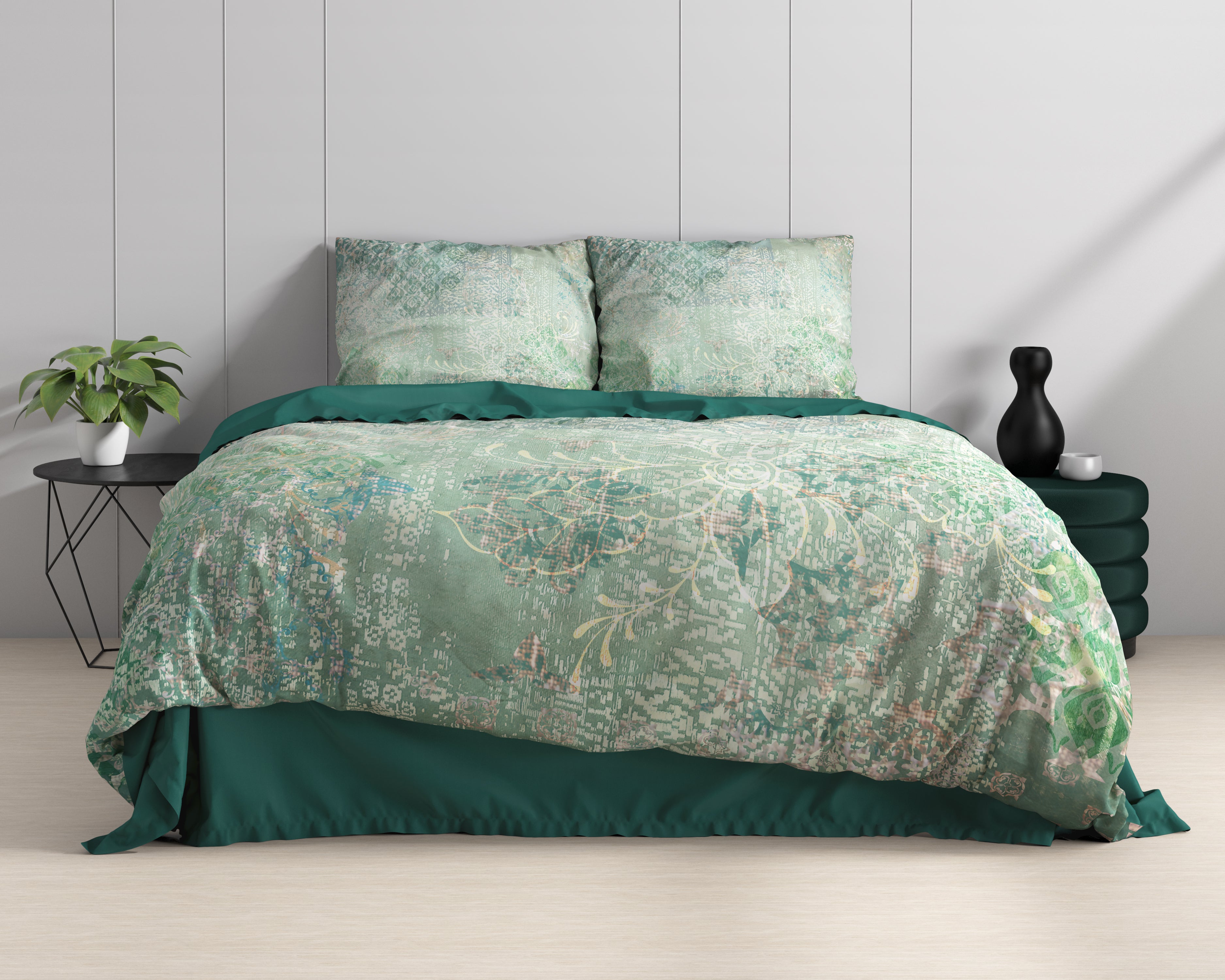Dakar Groen Dekbedovertrek - Luxe Satijn - Hoge kwaliteit - Trendy prints