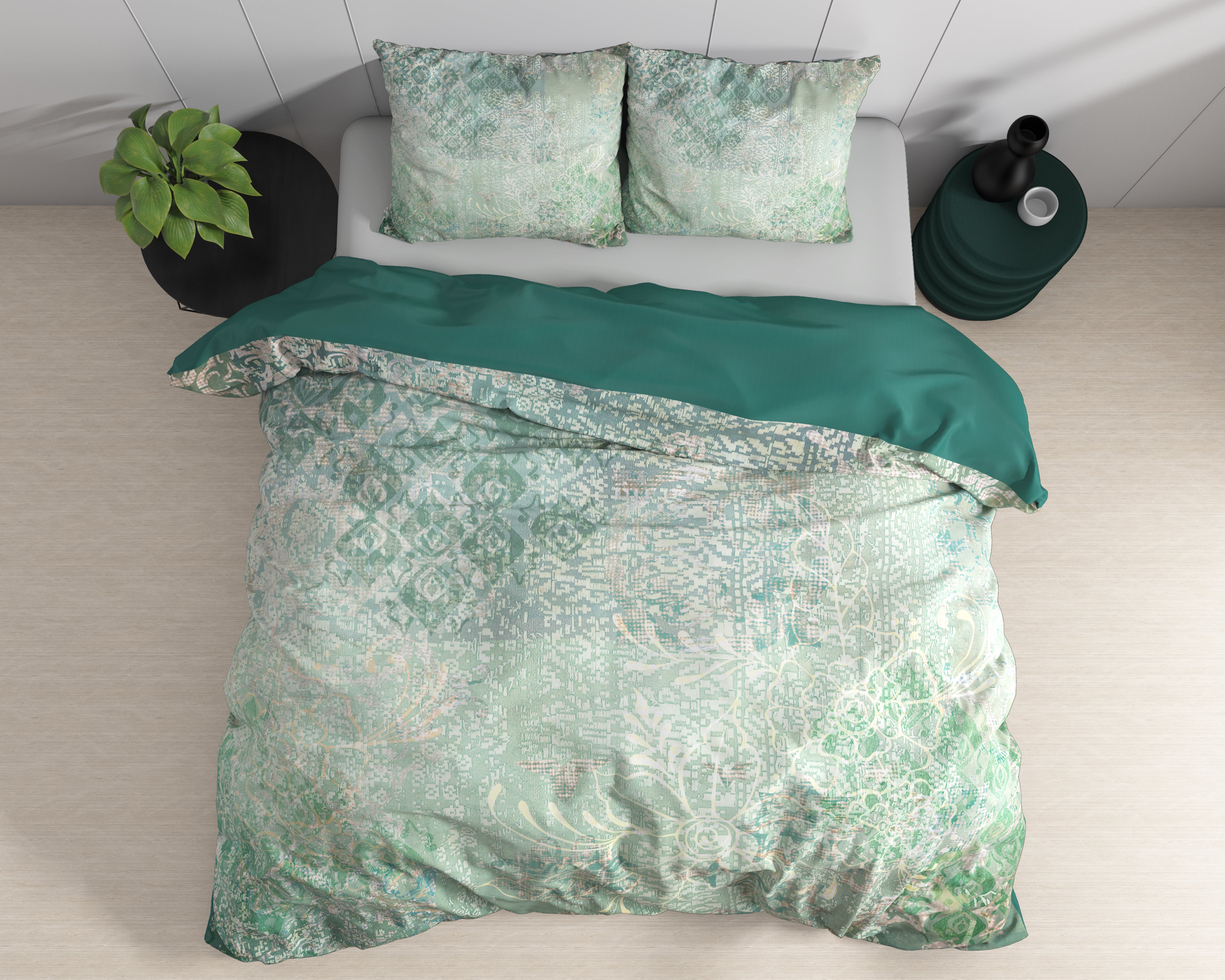 Dakar Groen Dekbedovertrek - Luxe Satijn - Hoge kwaliteit - Trendy prints