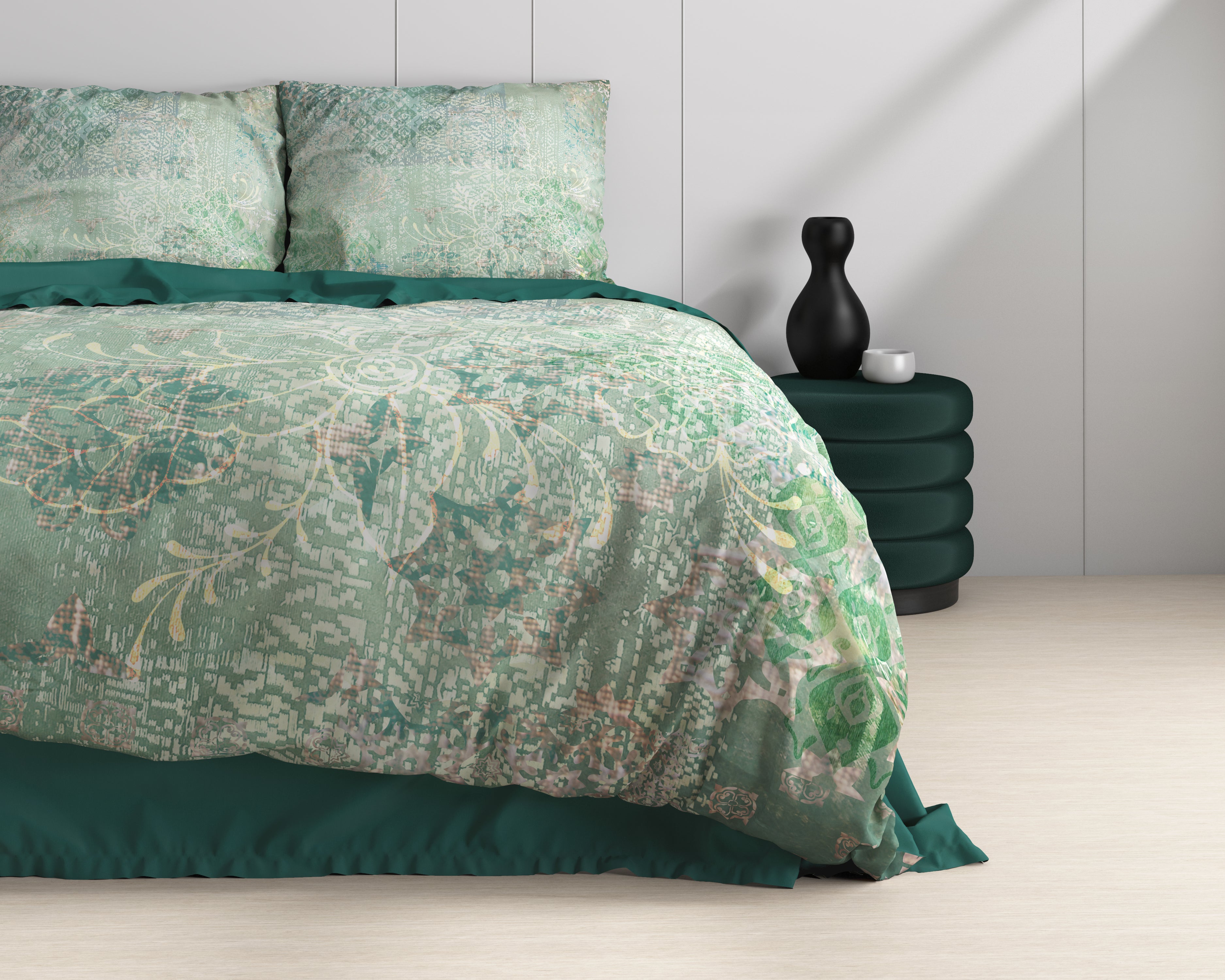 Dakar Groen Dekbedovertrek - Luxe Satijn - Hoge kwaliteit - Trendy prints