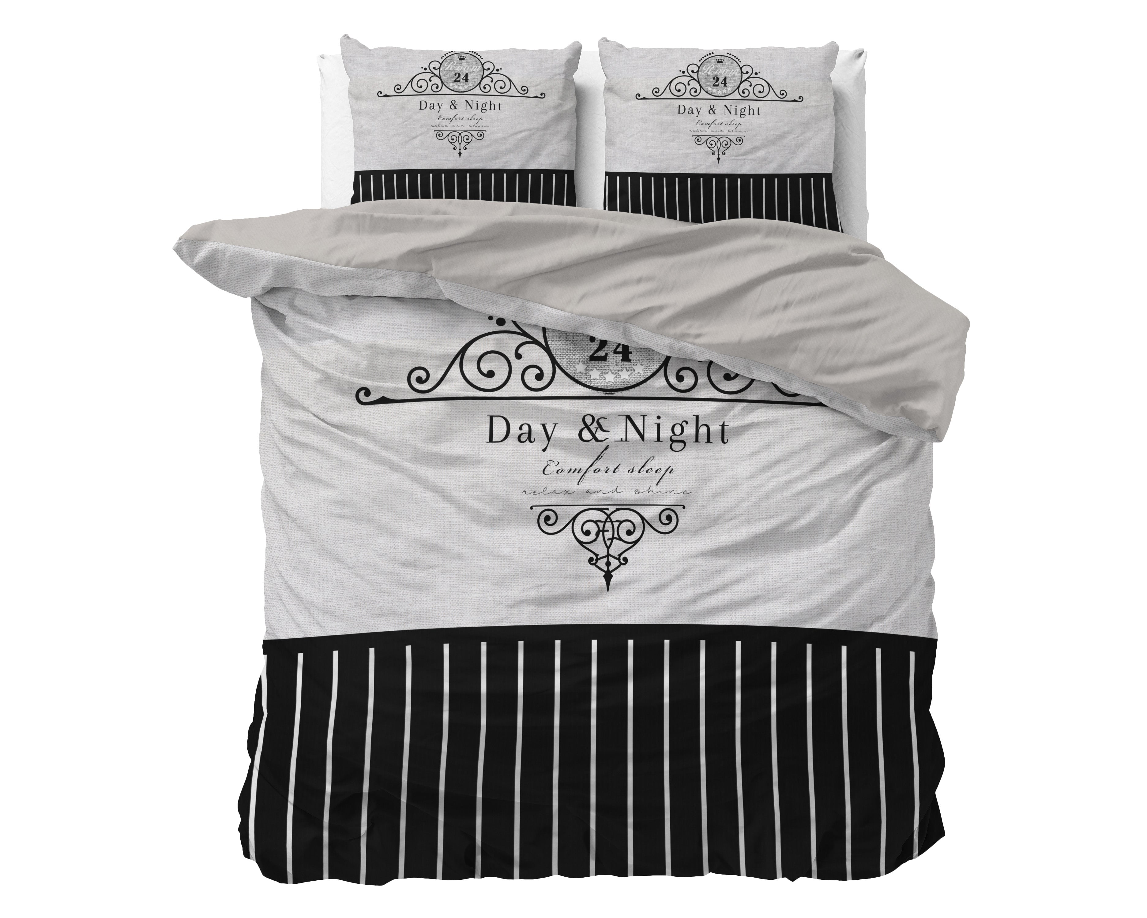 Day And Night Zwart Dekbedovertrek